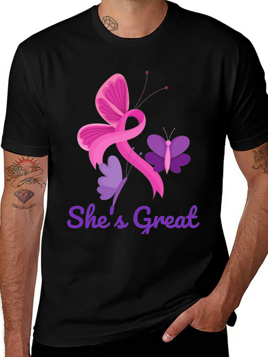 Shes Great Breast Cancer Awareness Ribbon Butterfly T-Shirt
