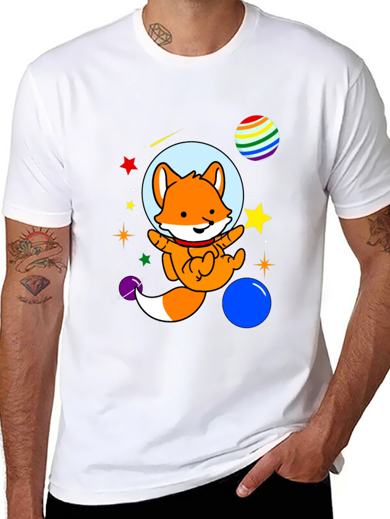Space Fox T-Shirt - Cute Astronaut Design