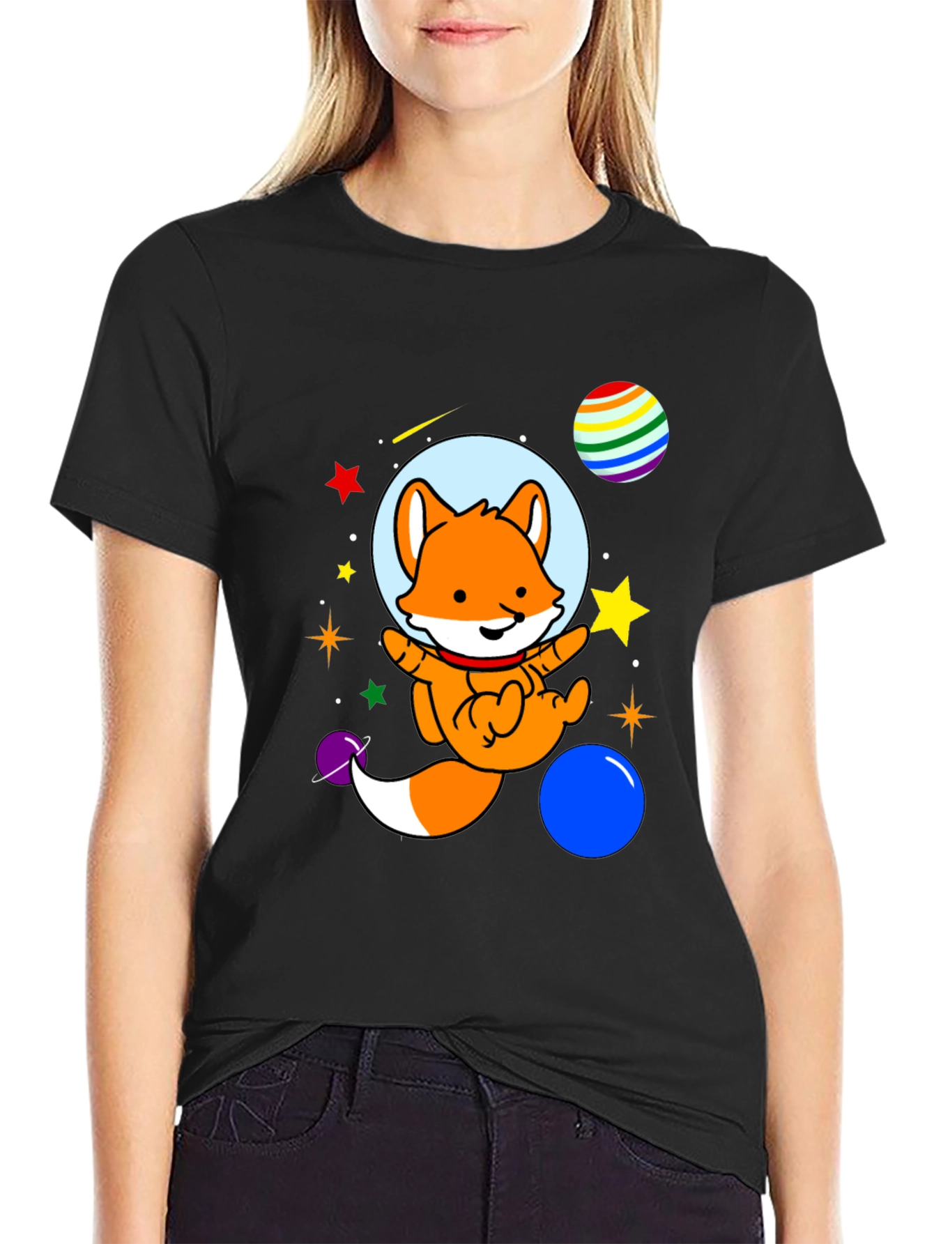Space Fox T-Shirt - Cute Astronaut Design