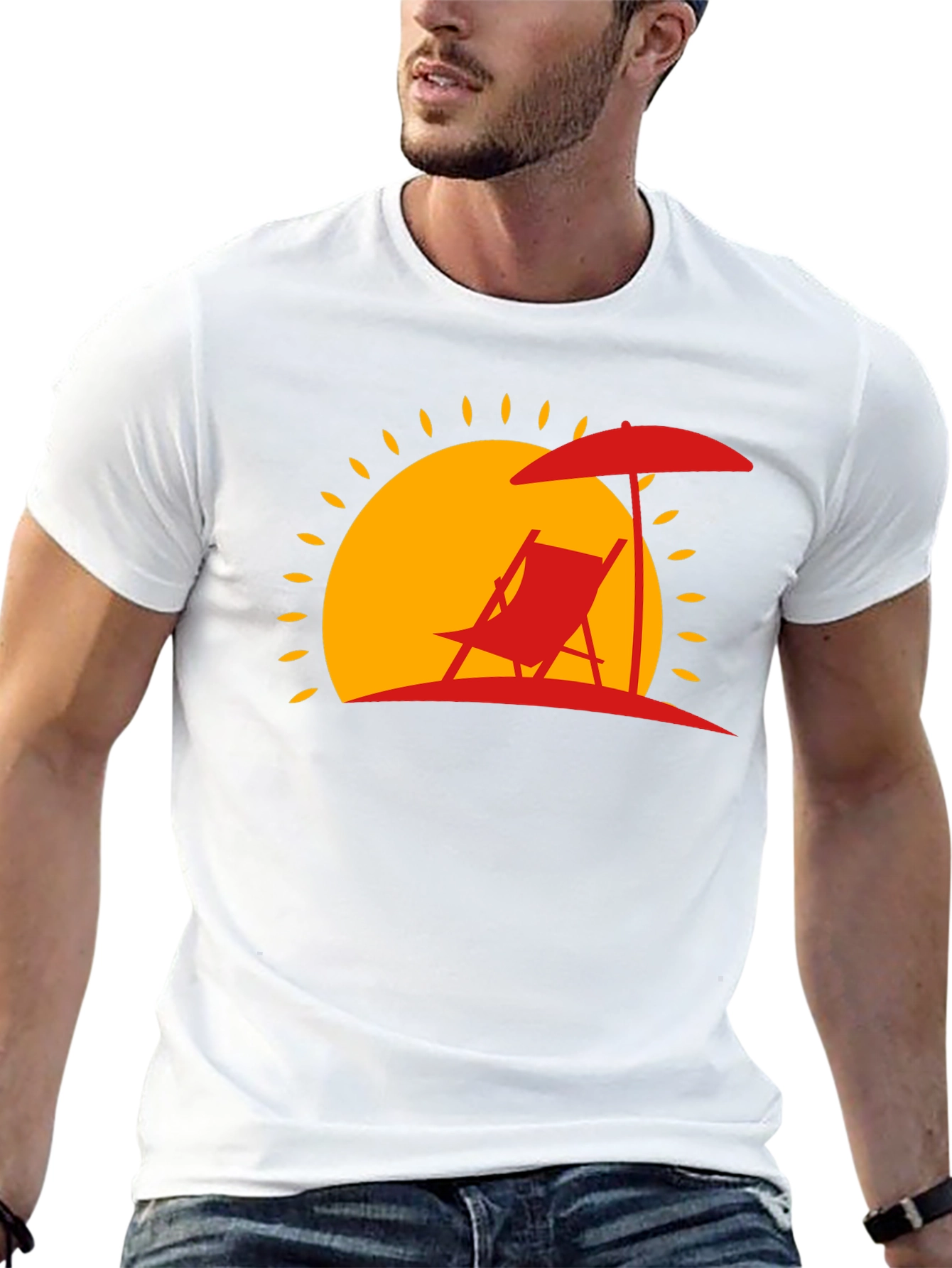 Relaxing Beach Scene Graphic Tee