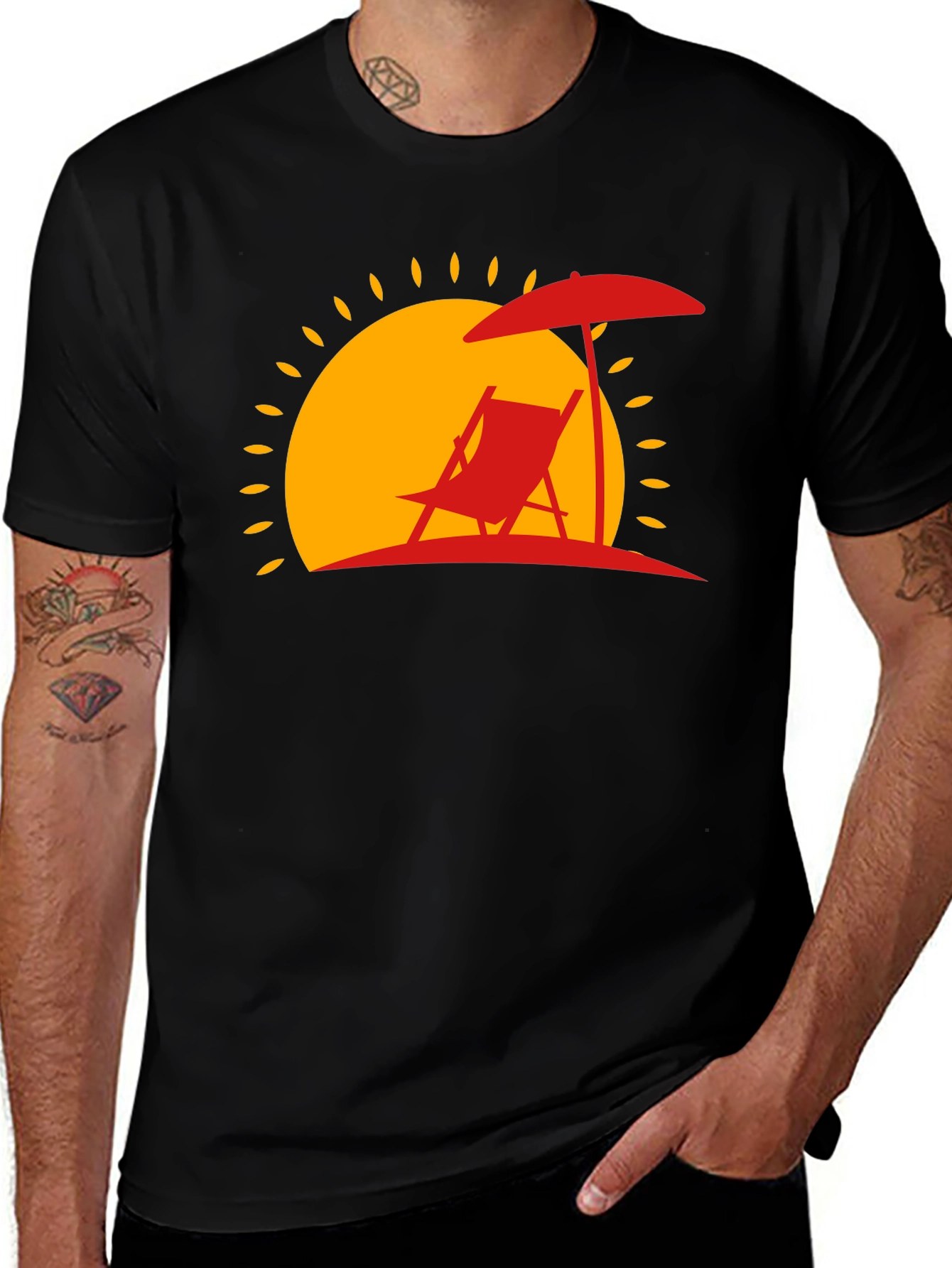 Relaxing Beach Scene Graphic Tee