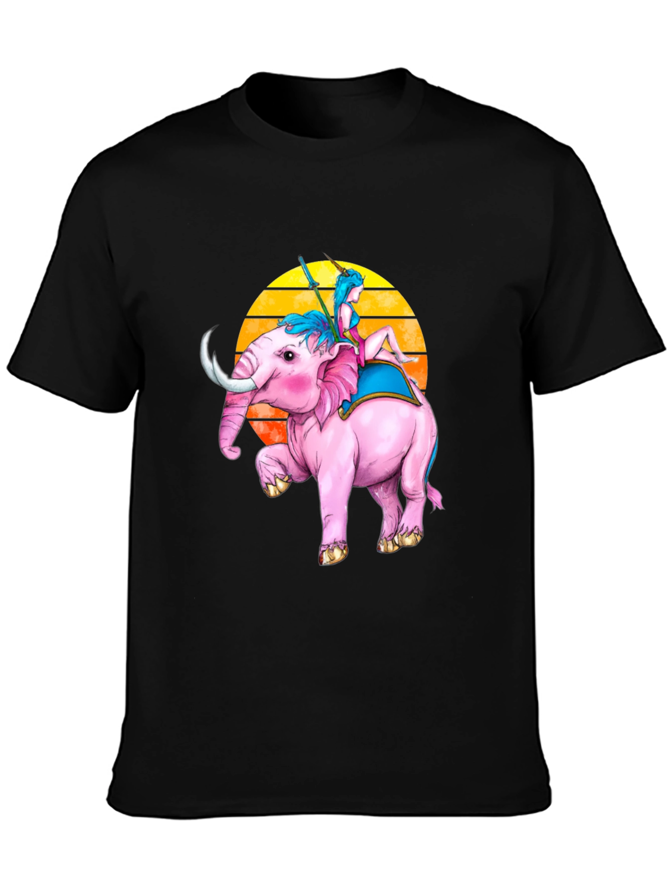 Pink Elephant Rider Tee - Fantasy Graphic T-Shirt