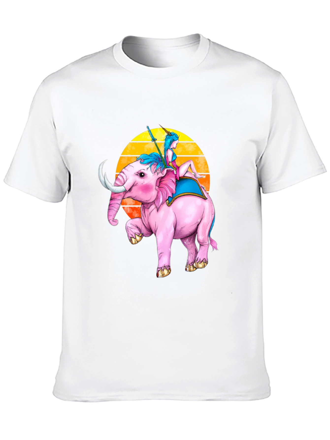 Pink Elephant Rider Tee - Fantasy Graphic T-Shirt