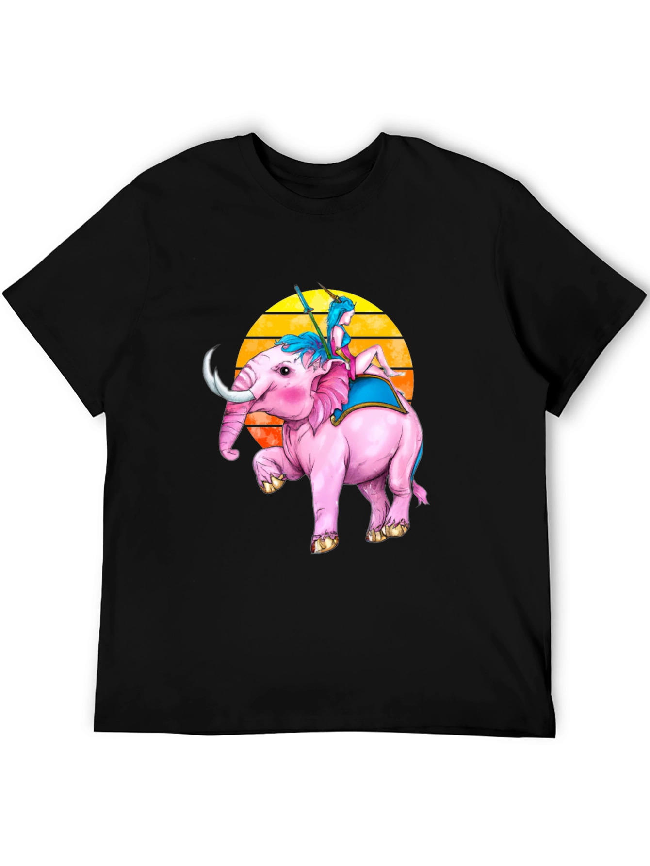 Pink Elephant Rider Tee - Fantasy Graphic T-Shirt