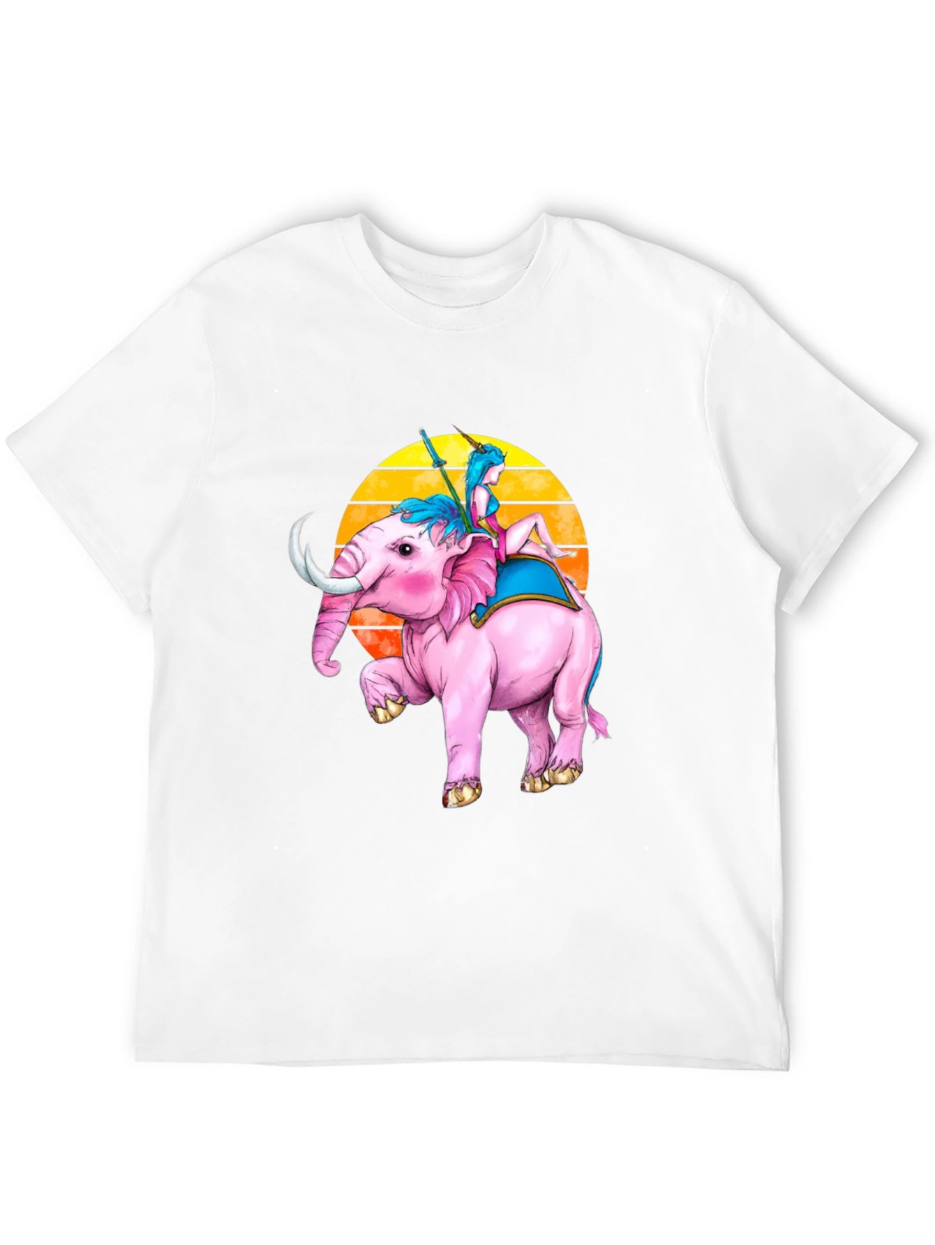 Pink Elephant Rider Tee - Fantasy Graphic T-Shirt