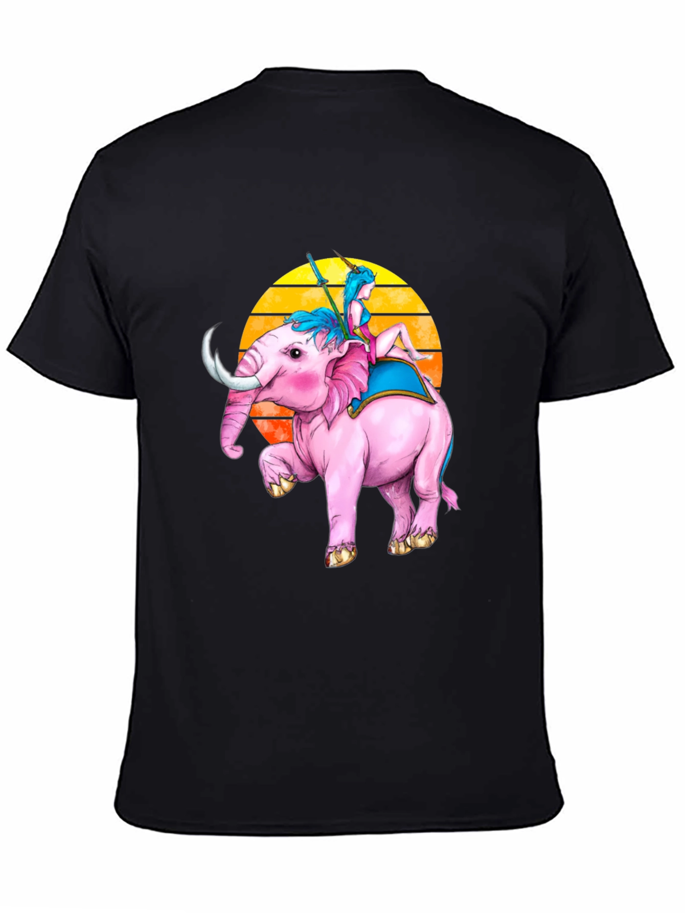 Pink Elephant Rider Tee - Fantasy Graphic T-Shirt