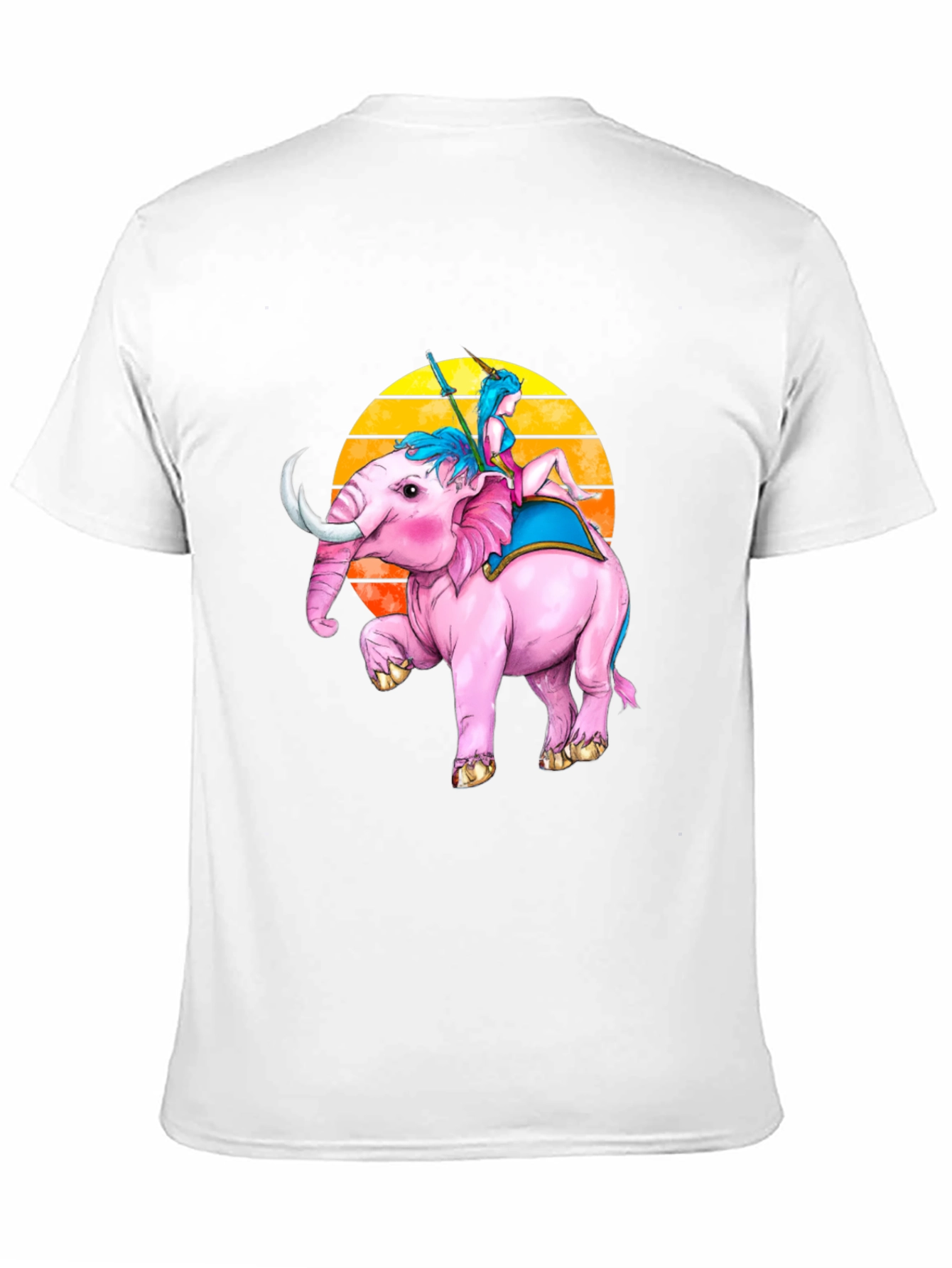 Pink Elephant Rider Tee - Fantasy Graphic T-Shirt