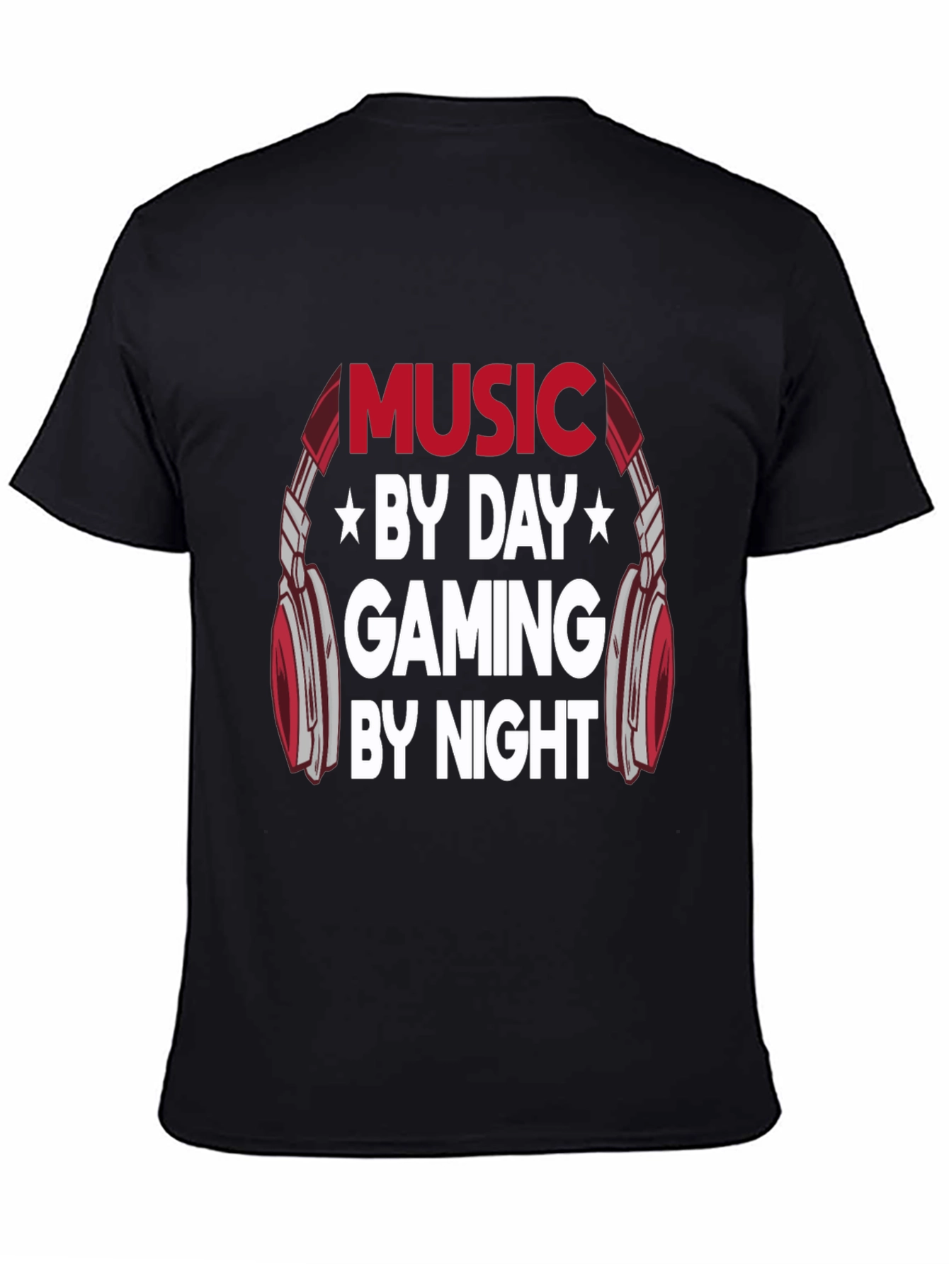 Music By Day Gaming By Night Graphic Tee