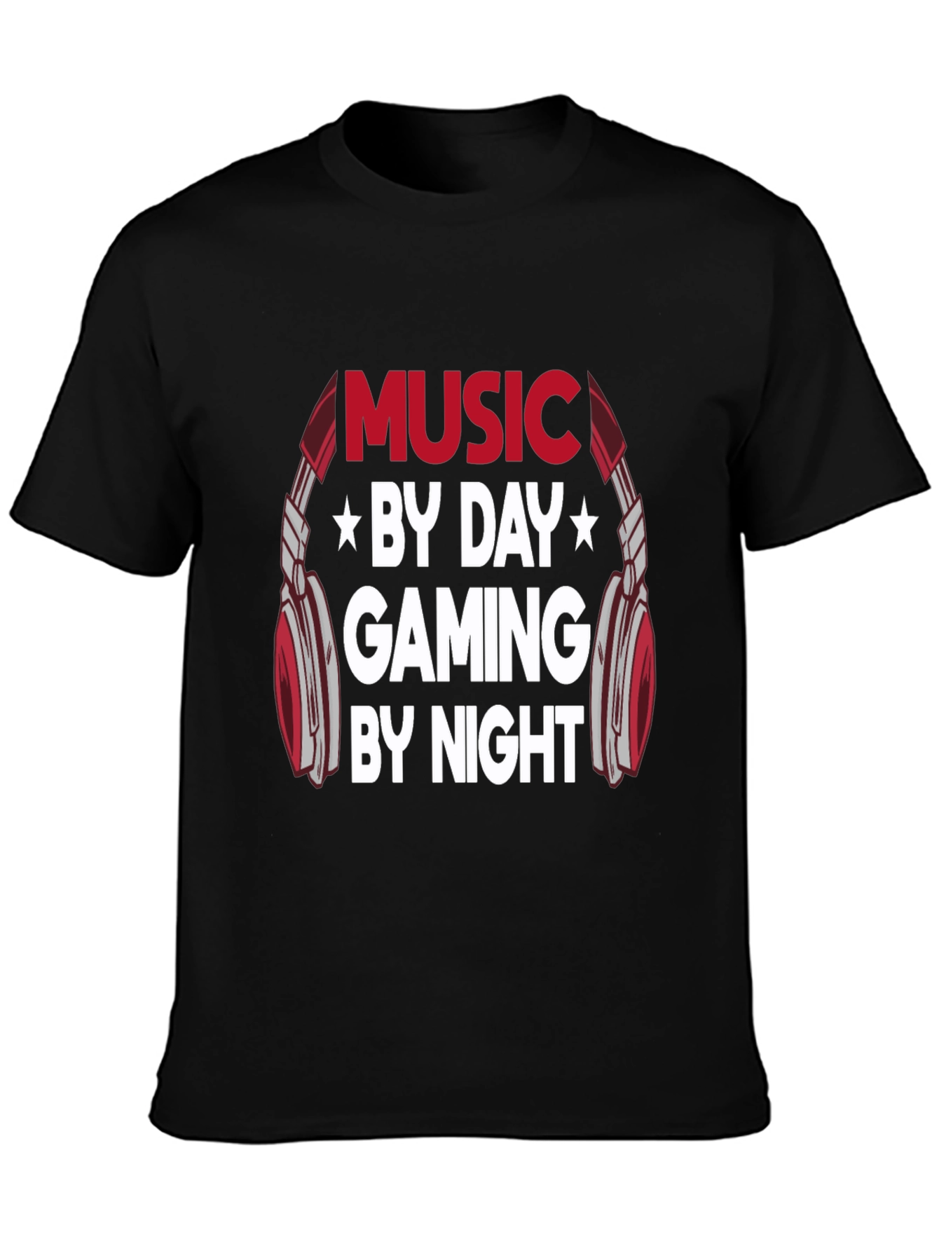 Music By Day Gaming By Night Graphic Tee