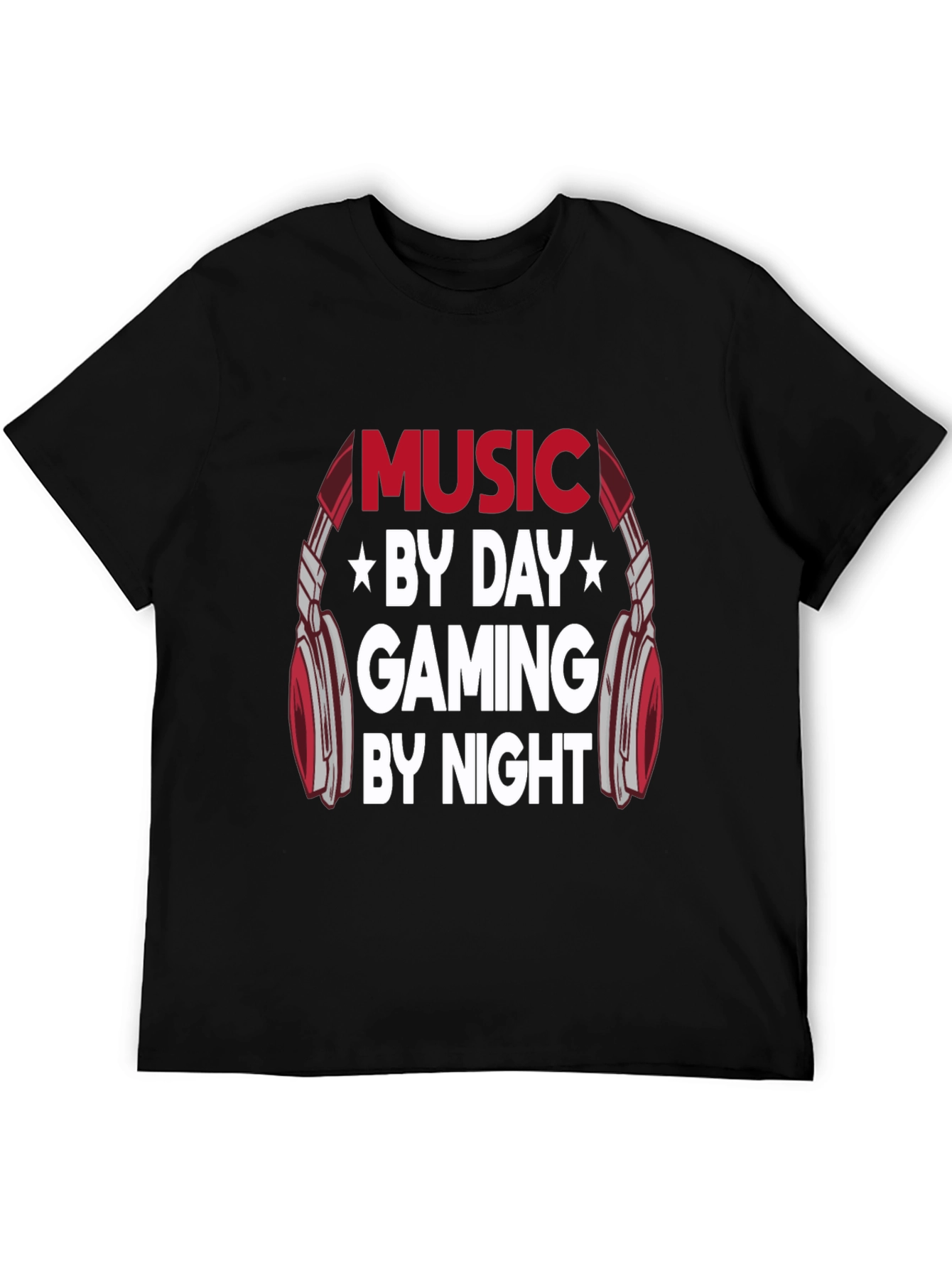 Music By Day Gaming By Night Graphic Tee