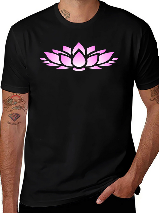 Lotus Flower Graphic Tee - Casual Black T-Shirt