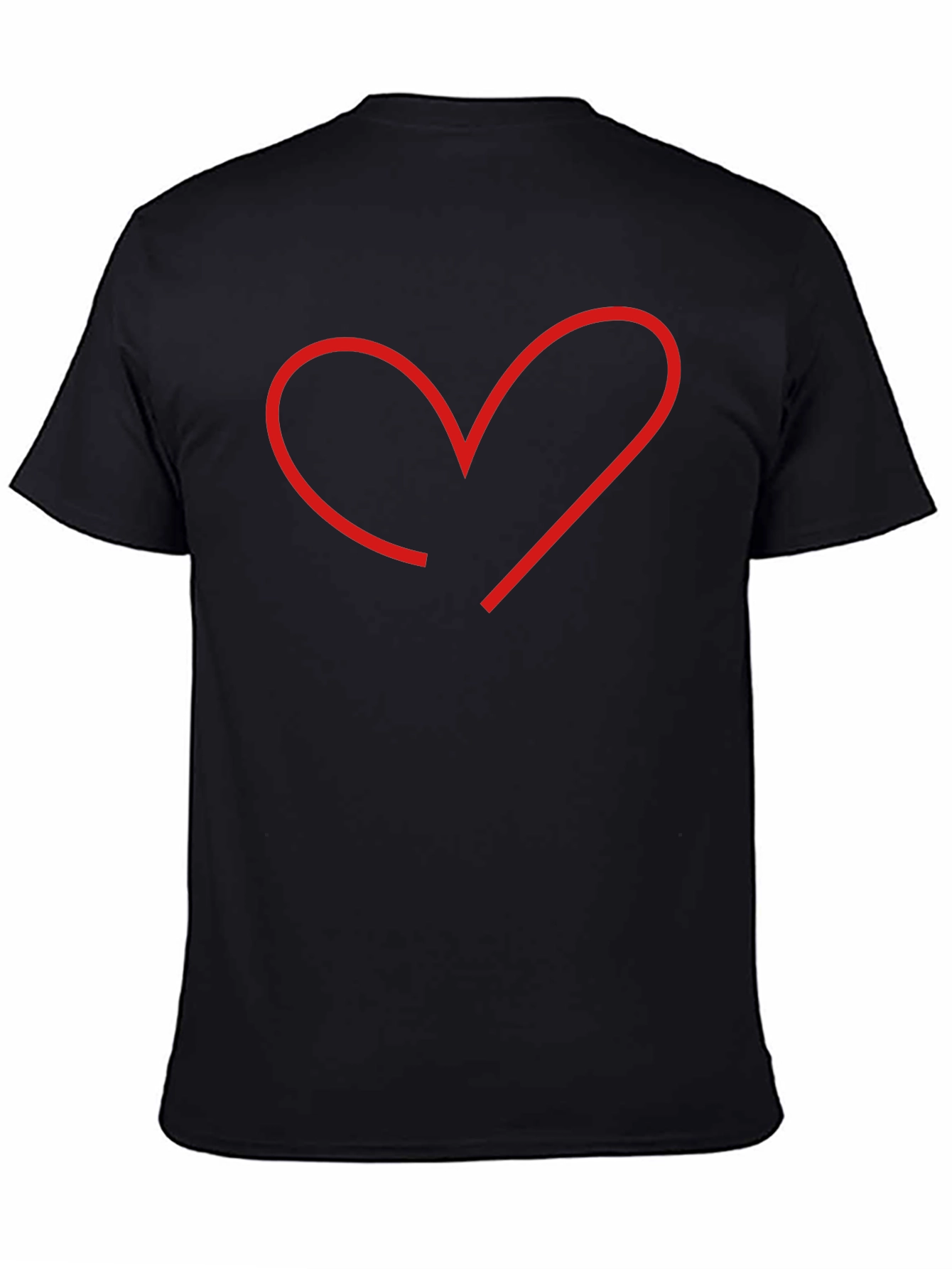 Minimalist Heart Outline Black T-Shirt