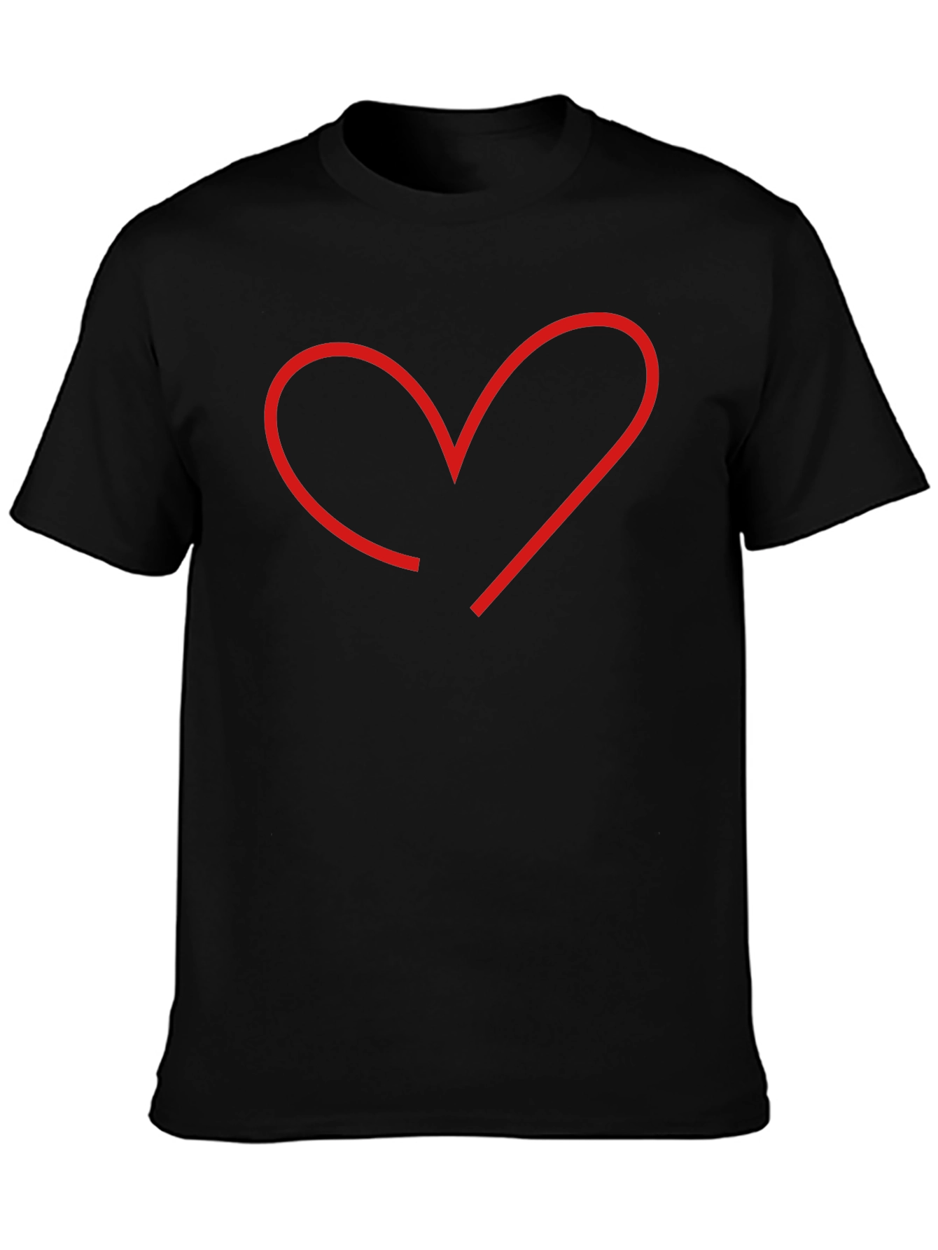 Minimalist Heart Outline Black T-Shirt