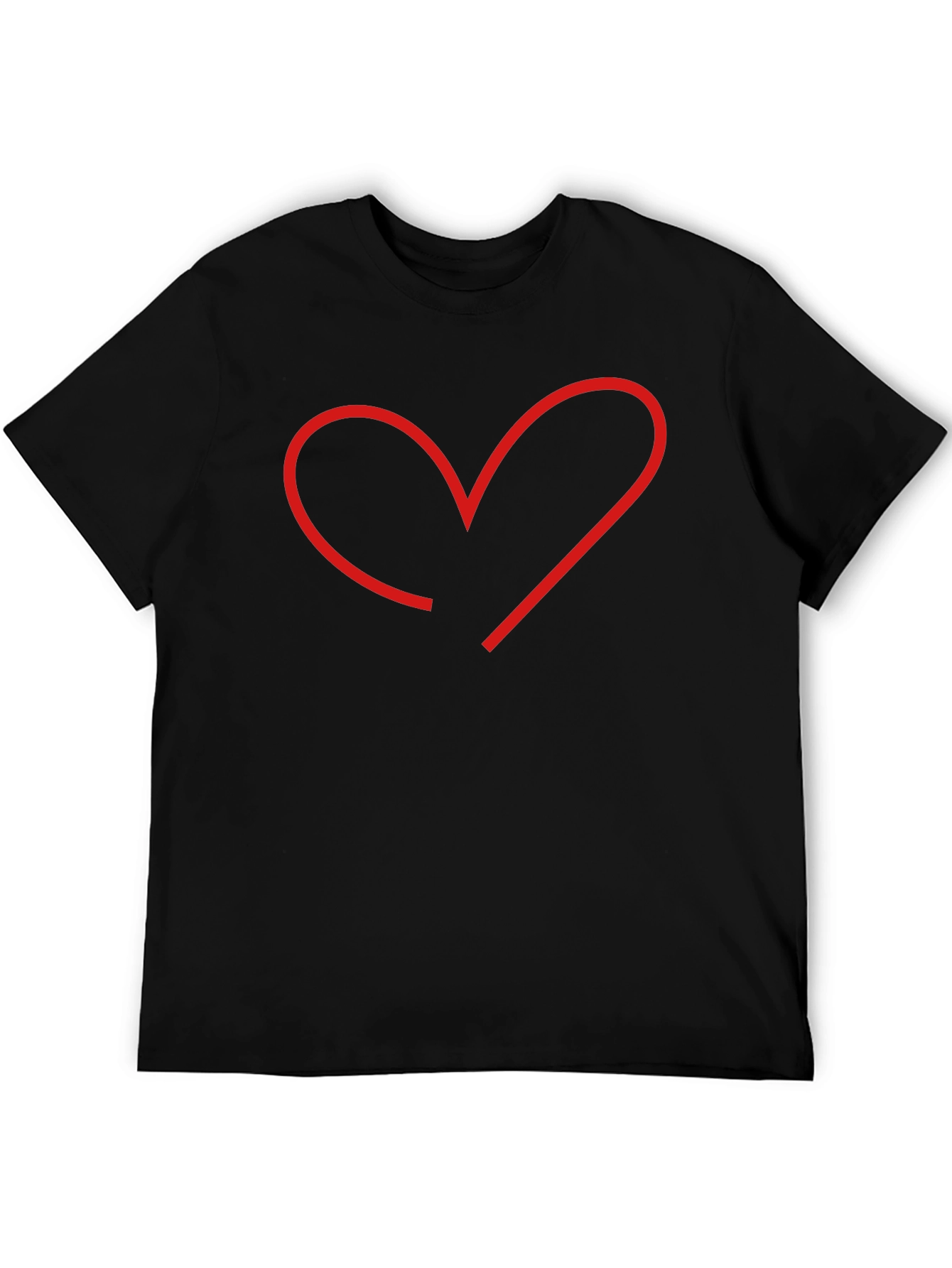 Minimalist Heart Outline Black T-Shirt