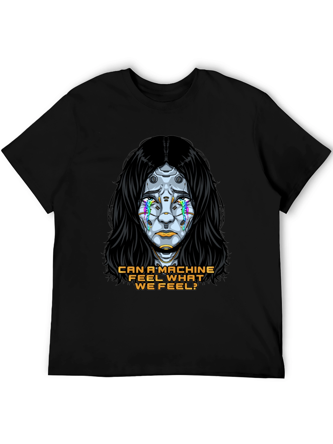 Cyberpunk Robot Tears T-Shirt - Can a Machine Feel?