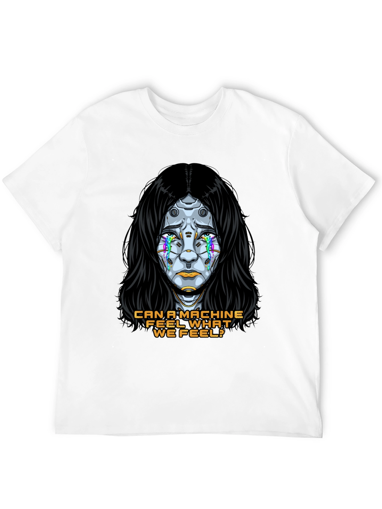 Cyberpunk Robot Tears T-Shirt - Can a Machine Feel?