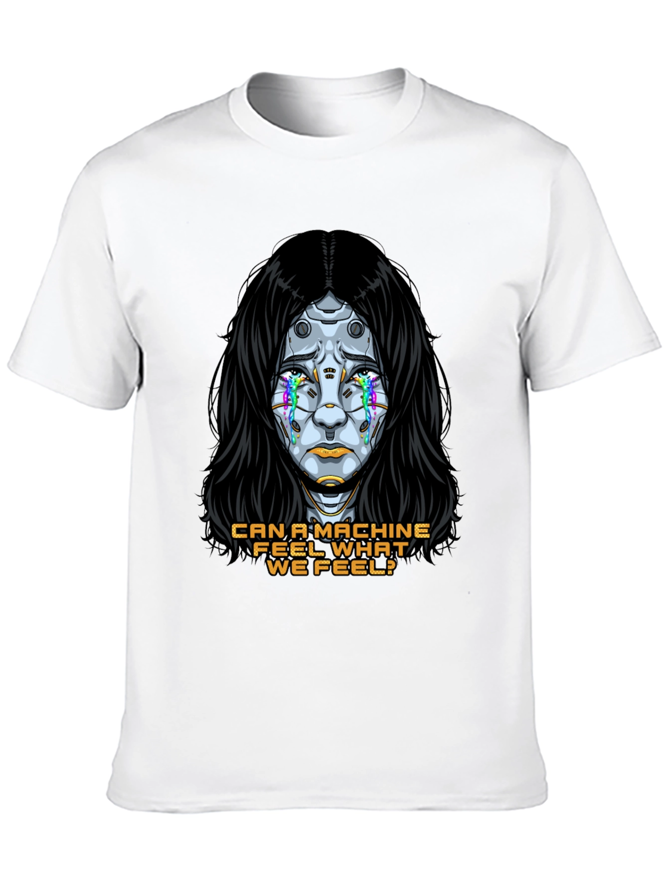 Cyberpunk Robot Tears T-Shirt - Can a Machine Feel?