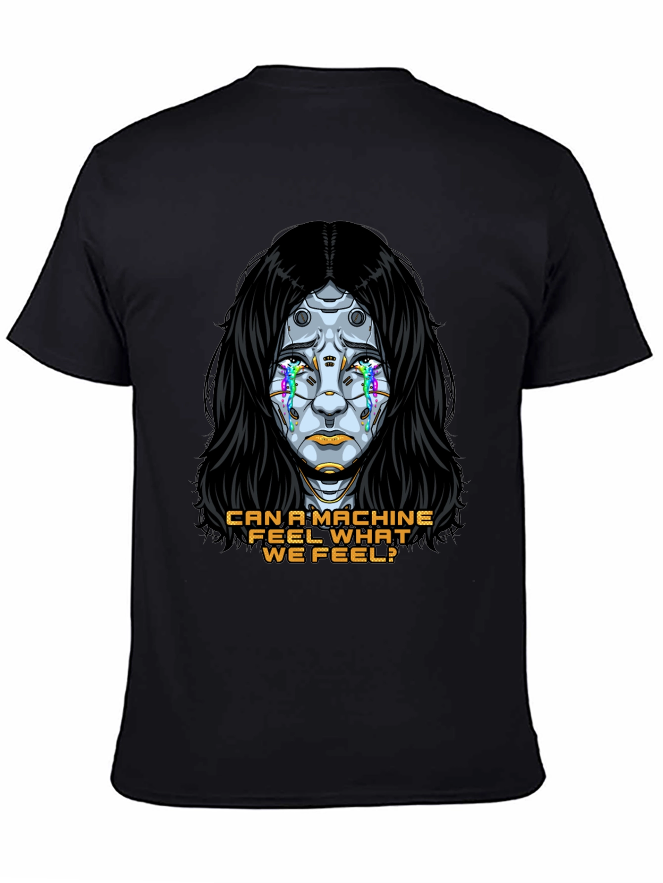 Cyberpunk Robot Tears T-Shirt - Can a Machine Feel?