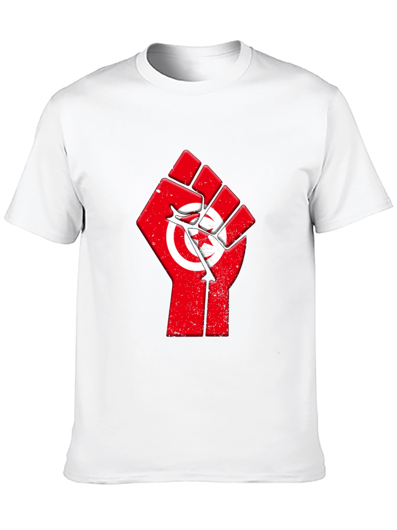 Tunisia Flag Fist T-Shirt - Black Cotton Graphic Tee