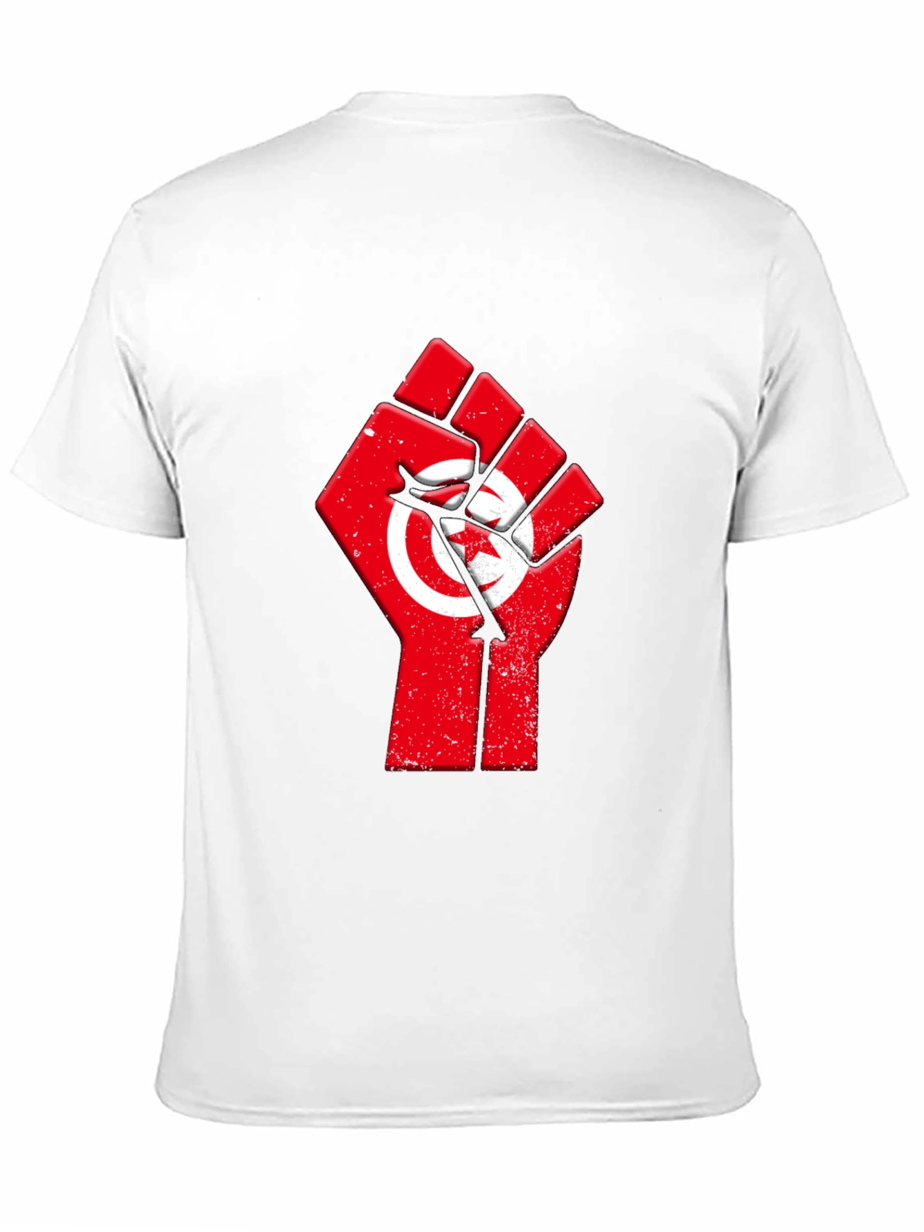 Tunisia Flag Fist T-Shirt - Black Cotton Graphic Tee