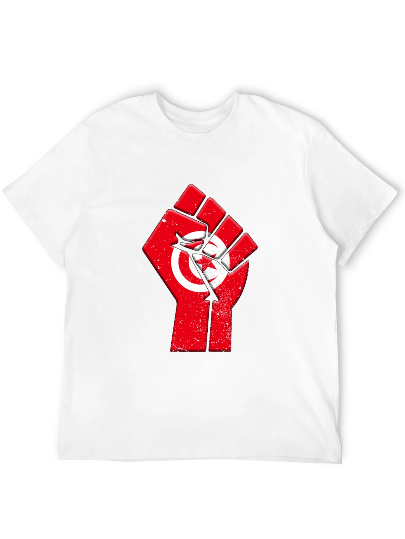 Tunisia Flag Fist T-Shirt - Black Cotton Graphic Tee