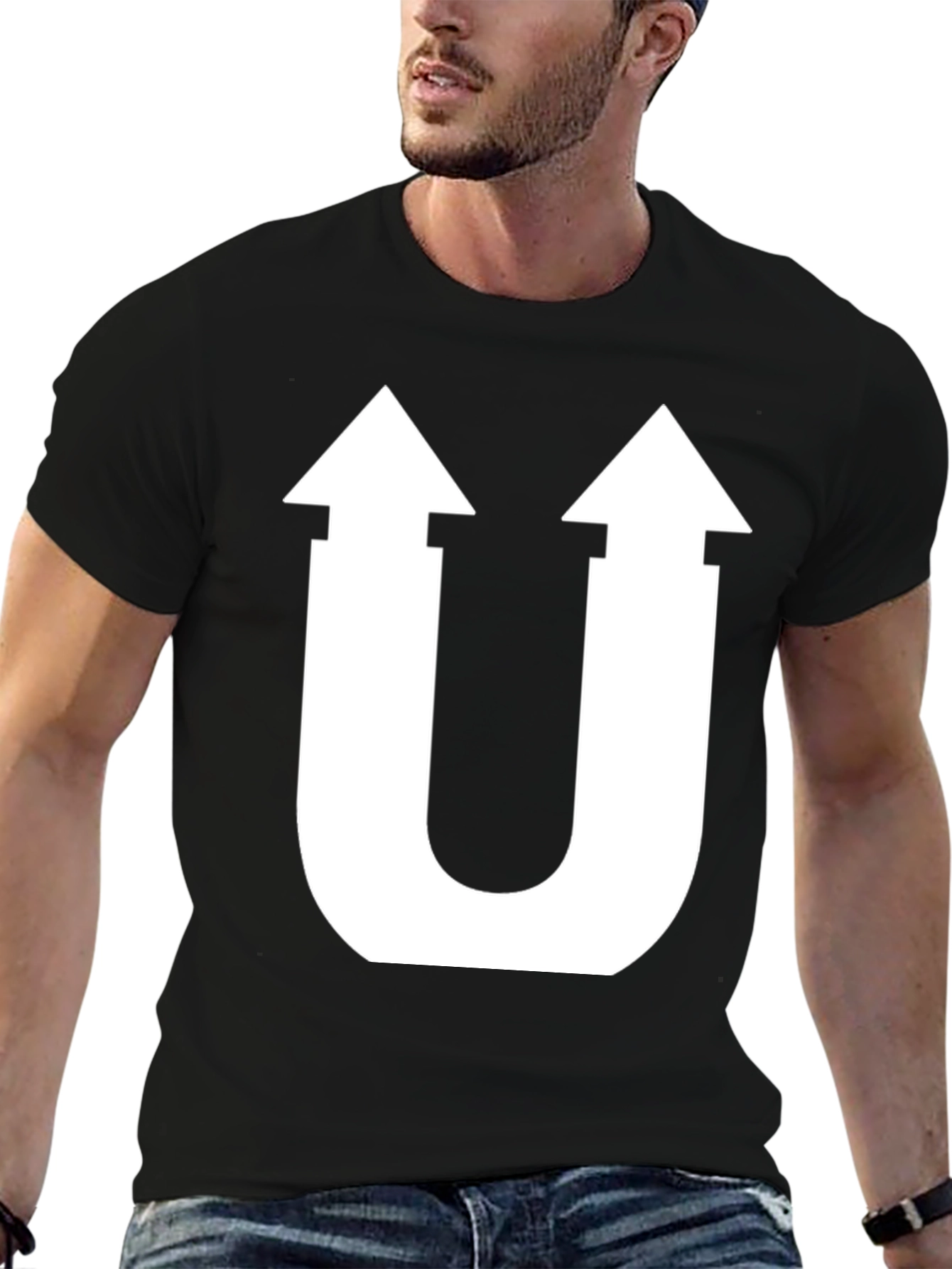 Unique U-Arrow Graphic Tee - Stylish Cotton T-Shirt