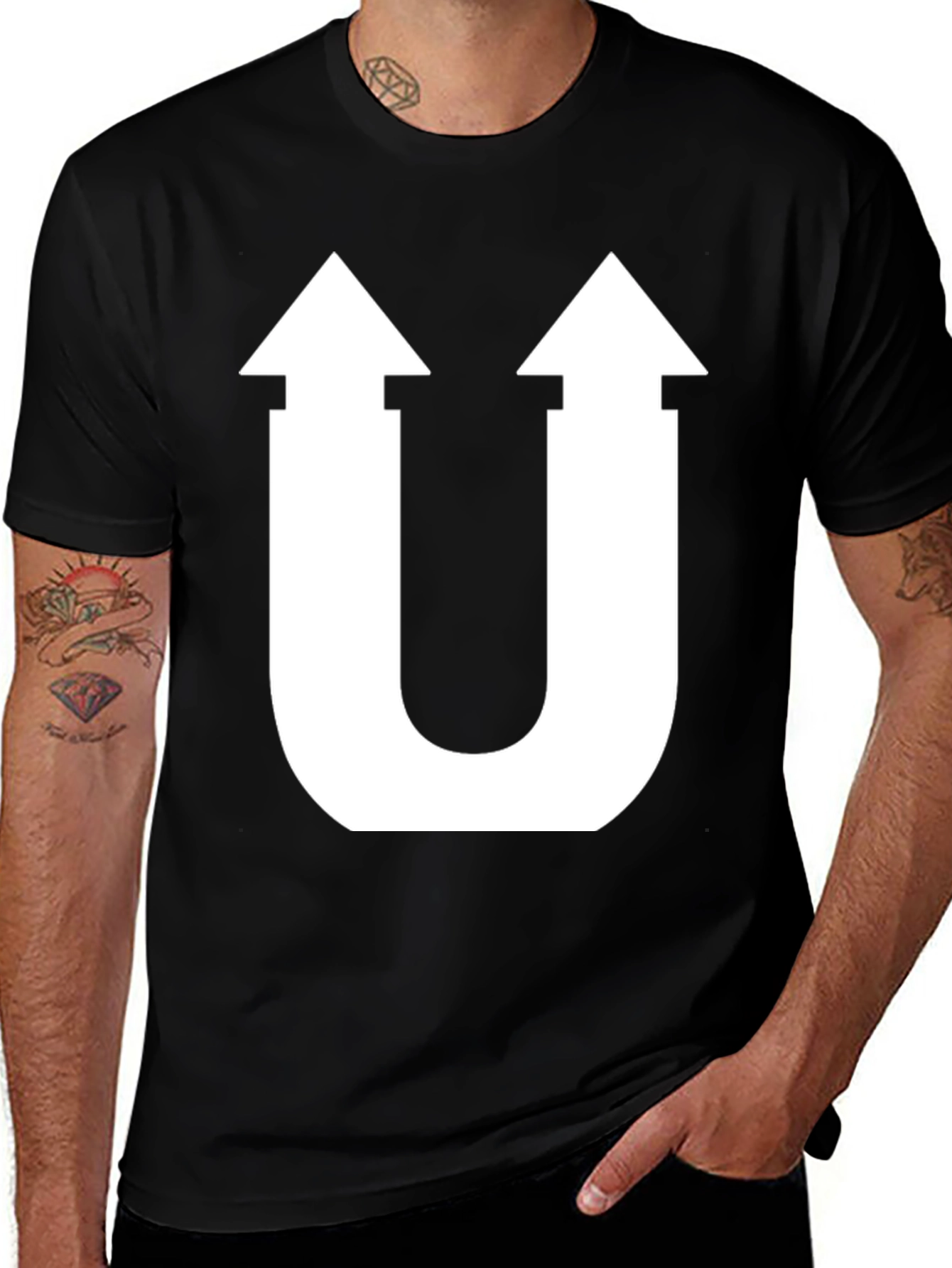 Unique U-Arrow Graphic Tee - Stylish Cotton T-Shirt