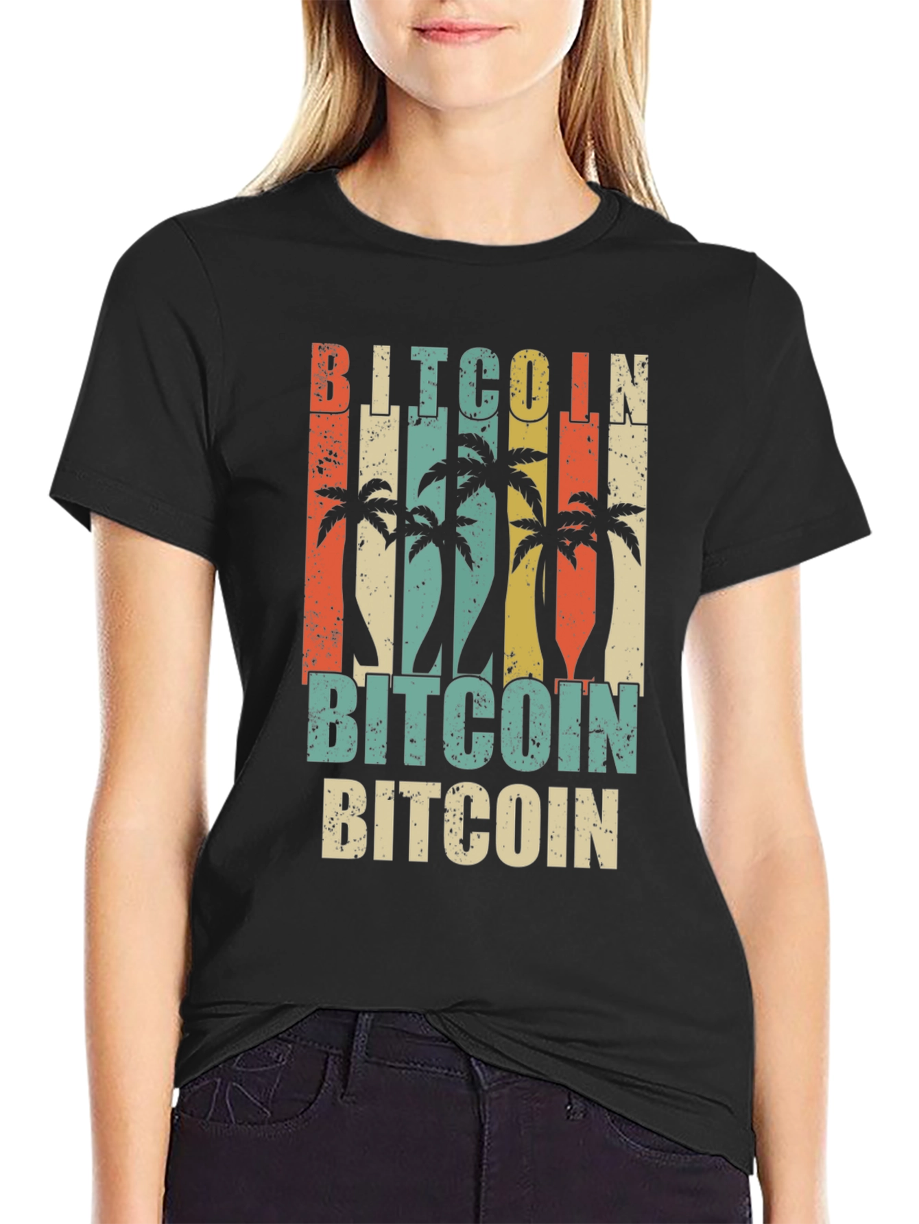 Bitcoin Palm Tree Graphic T-Shirt
