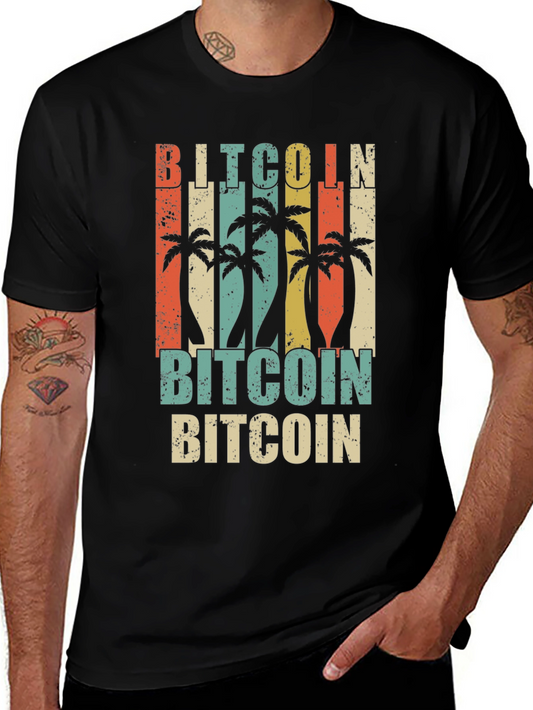 Bitcoin Palm Tree Graphic T-Shirt