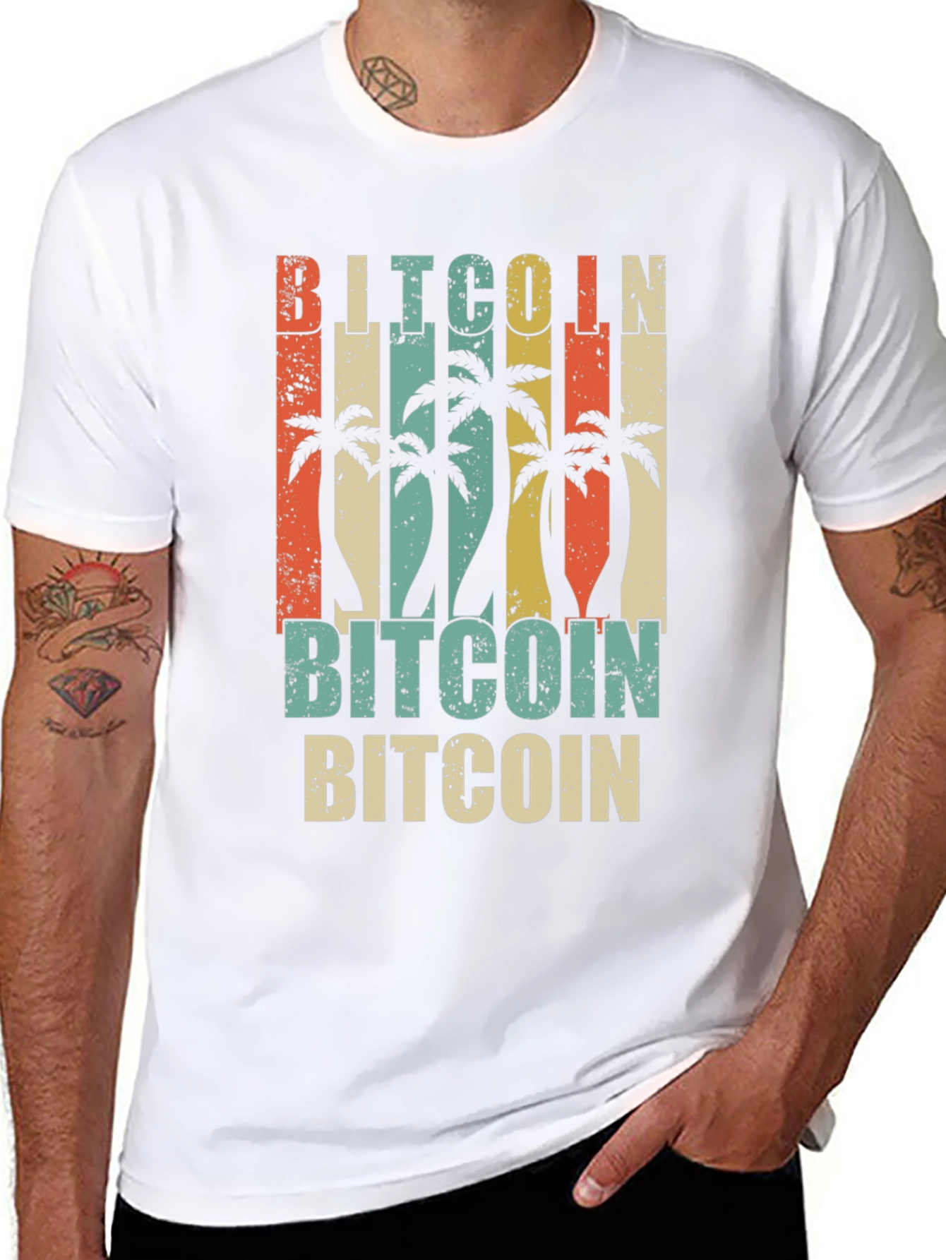Bitcoin Palm Tree Graphic T-Shirt