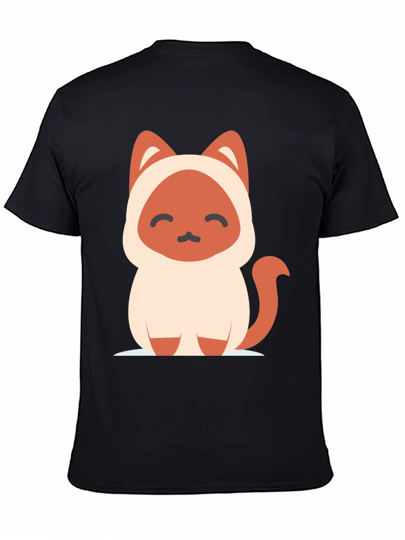Cute Cartoon Cat Graphic Tee - Unisex Black T-Shirt
