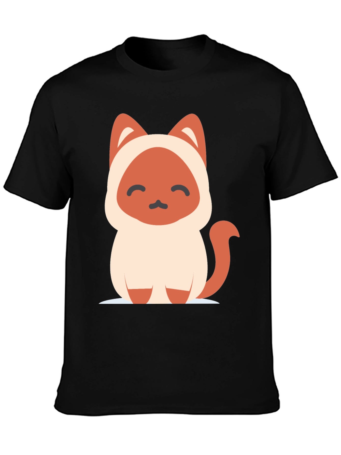 Cute Cartoon Cat Graphic Tee - Unisex Black T-Shirt