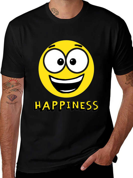 Happiness Emoji Graphic Print T-Shirt - Black