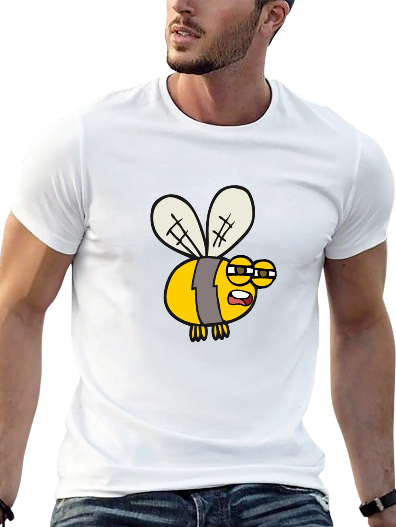 Funny Bee Cartoon Graphic T-Shirt - Soft Cotton Blend
