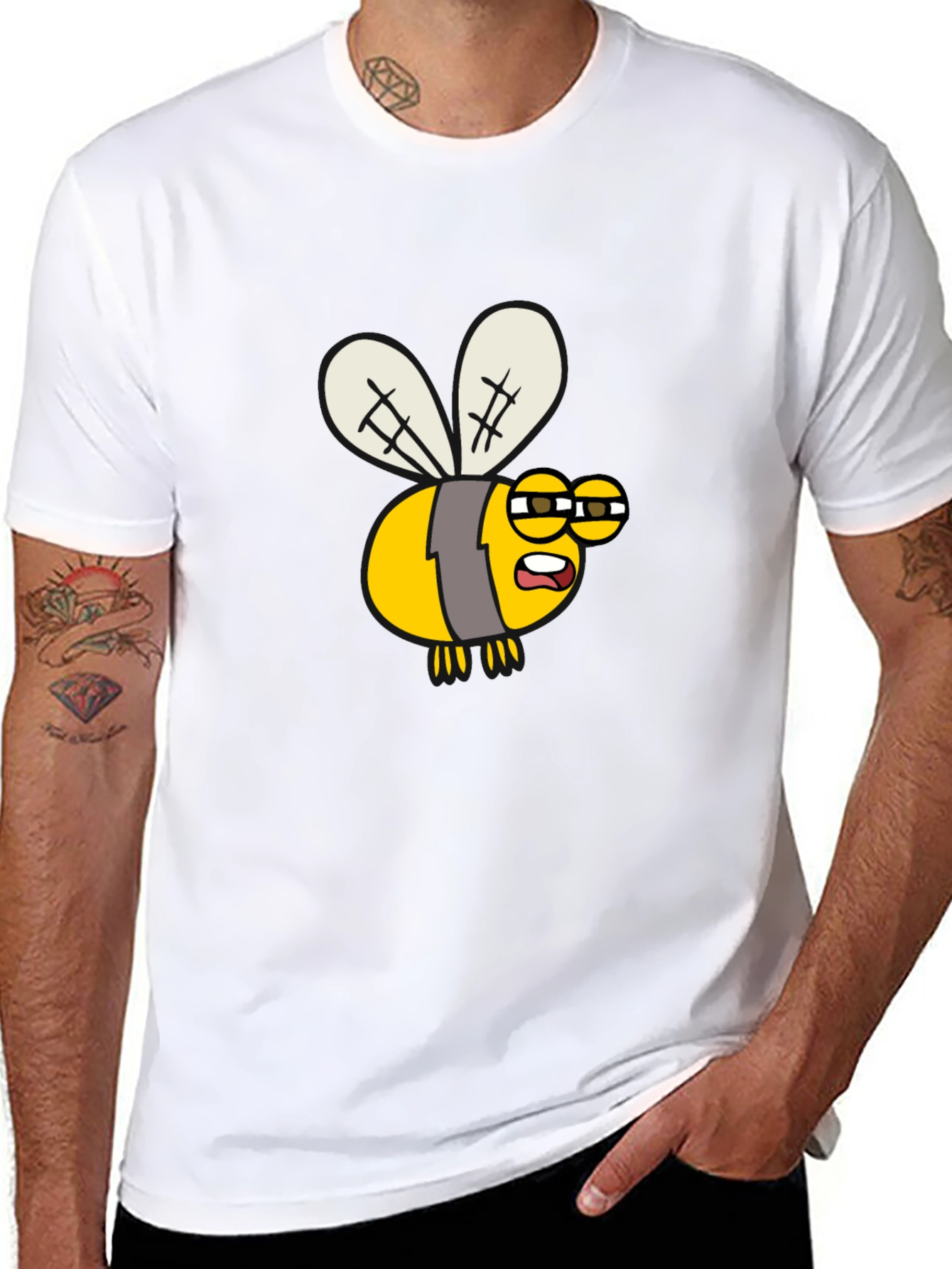 Funny Bee Cartoon Graphic T-Shirt - Soft Cotton Blend