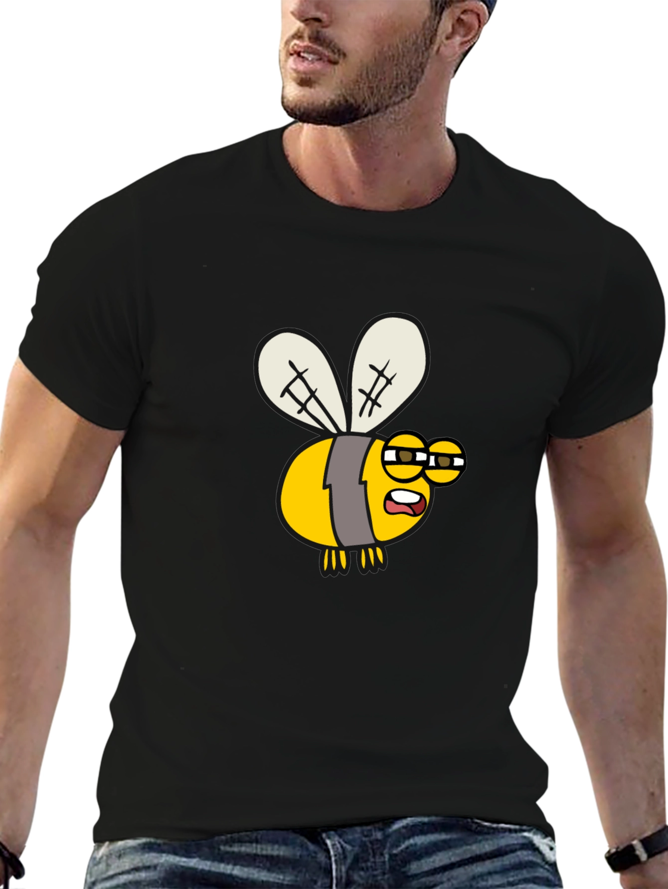 Funny Bee Cartoon Graphic T-Shirt - Soft Cotton Blend