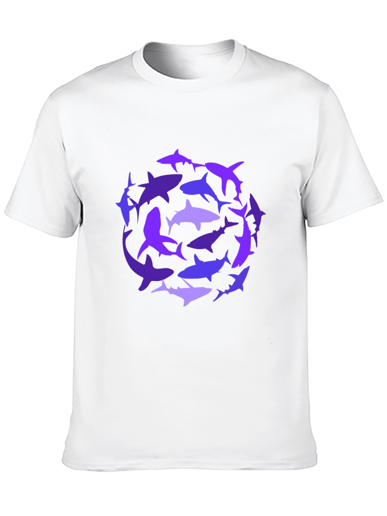 Shark Circle Graphic Tee - Black Cotton Casual Shirt