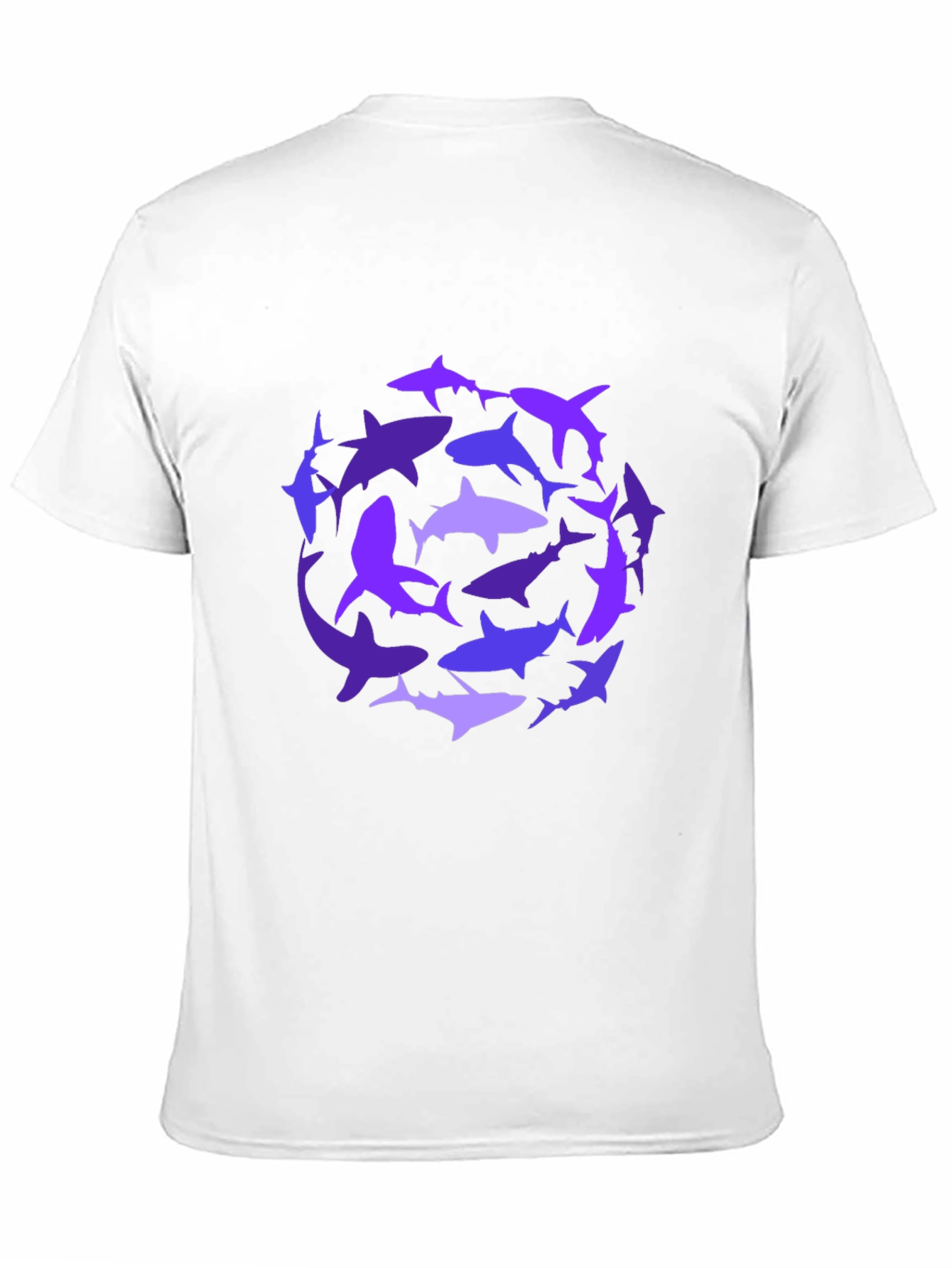 Shark Circle Graphic Tee - Black Cotton Casual Shirt