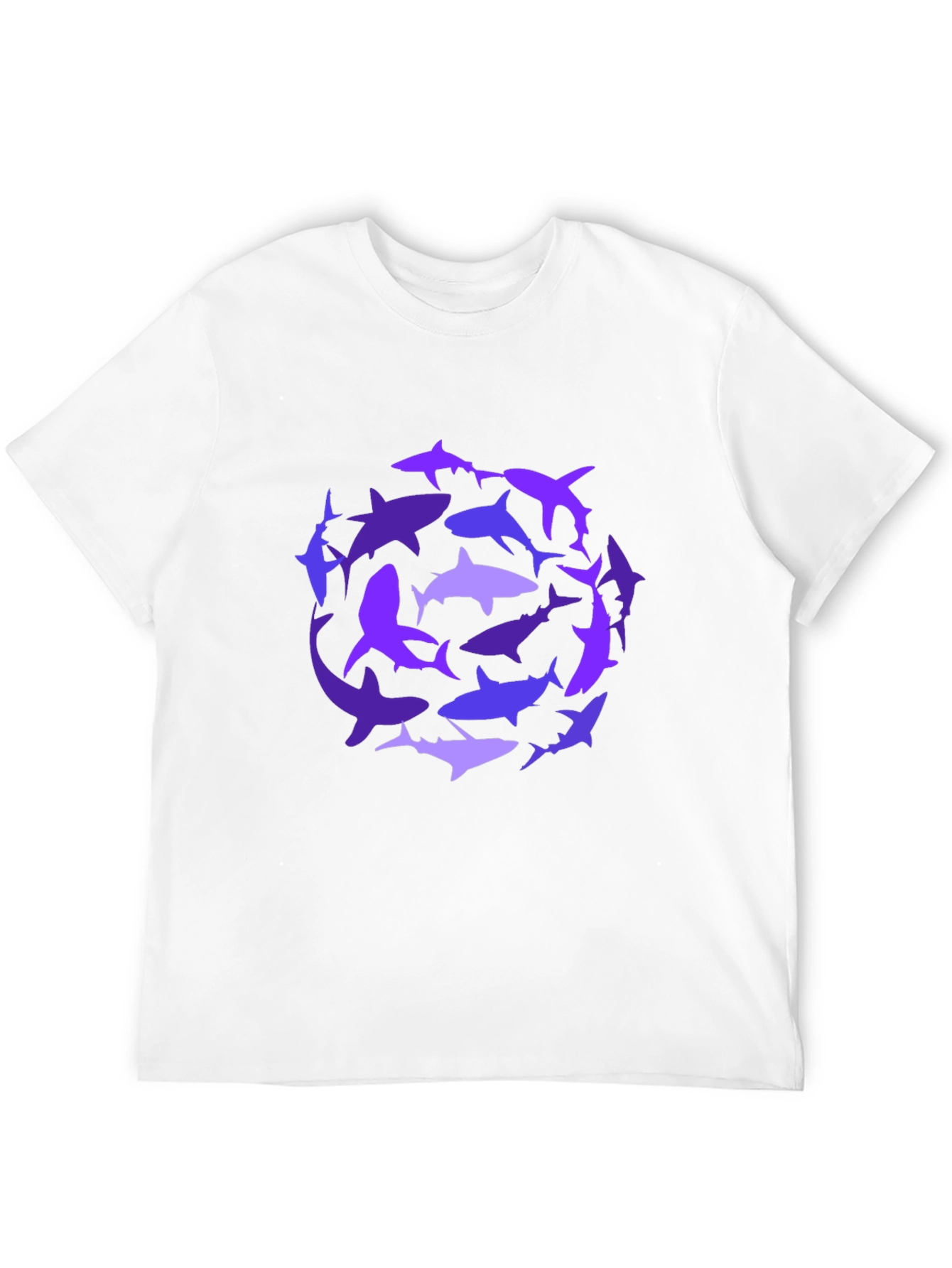Shark Circle Graphic Tee - Black Cotton Casual Shirt