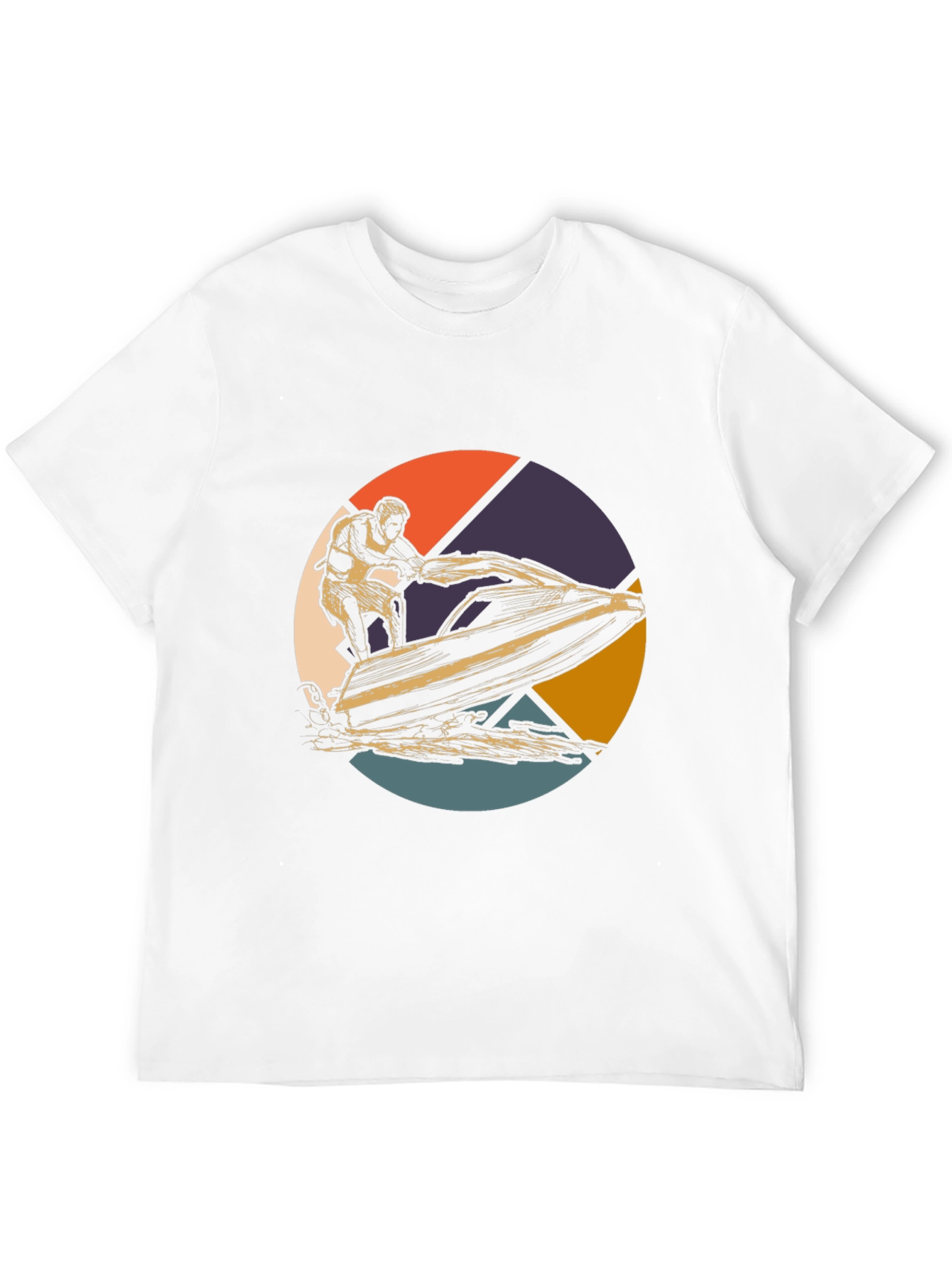 Jet Ski Retro Graphic Tee - Black Cotton T-Shirt