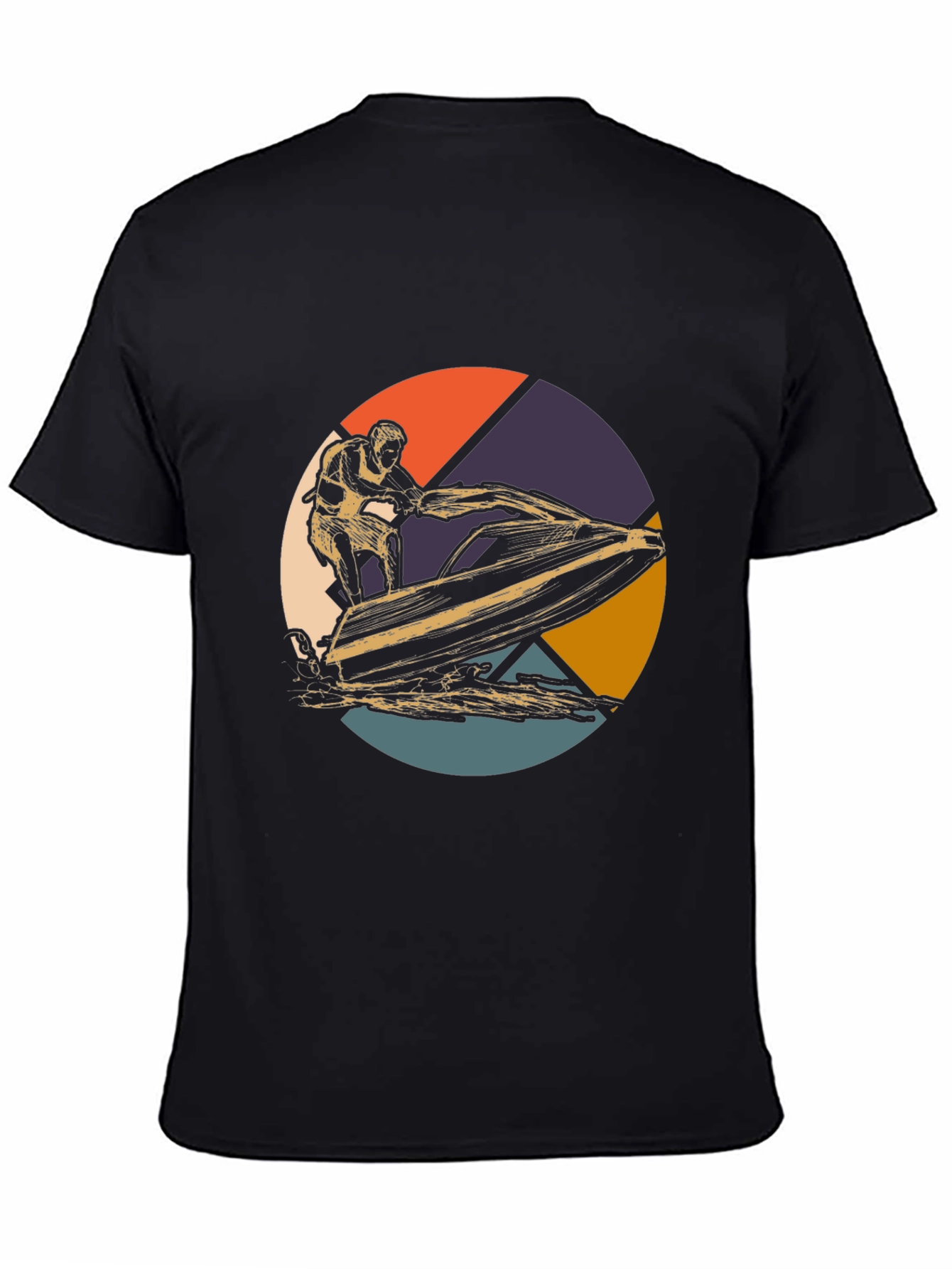 Jet Ski Retro Graphic Tee - Black Cotton T-Shirt