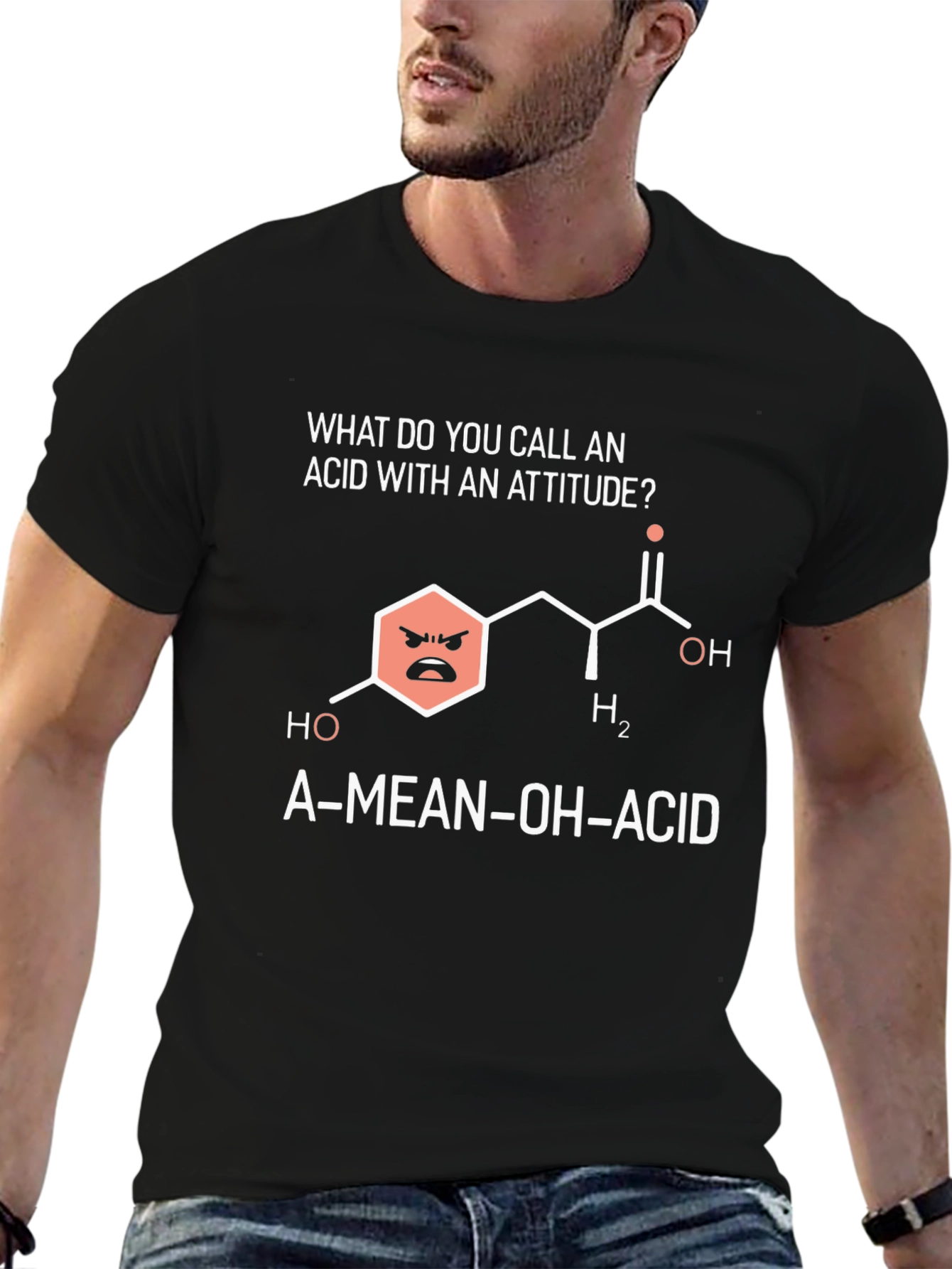 Funny Chemistry T-Shirt - A-Mean-OH-Acid Joke Tee