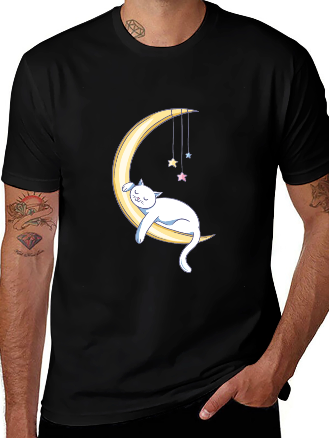 Dreamy Cat Moon Graphic T-Shirt