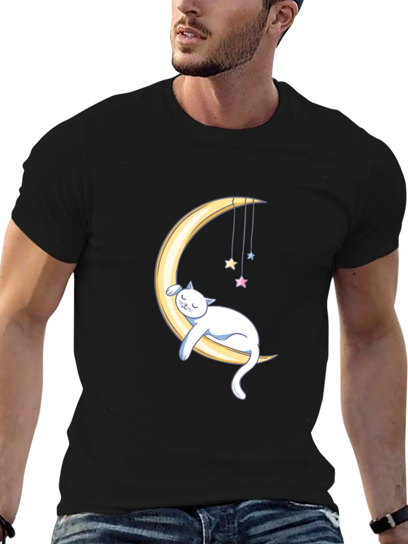 Dreamy Cat Moon Graphic T-Shirt