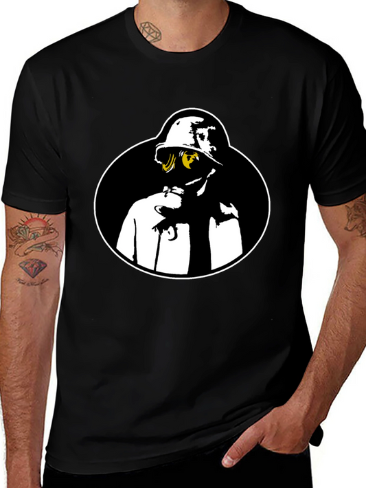 Gas Mask Graphic Tee - Black Crew Neck Shirt
