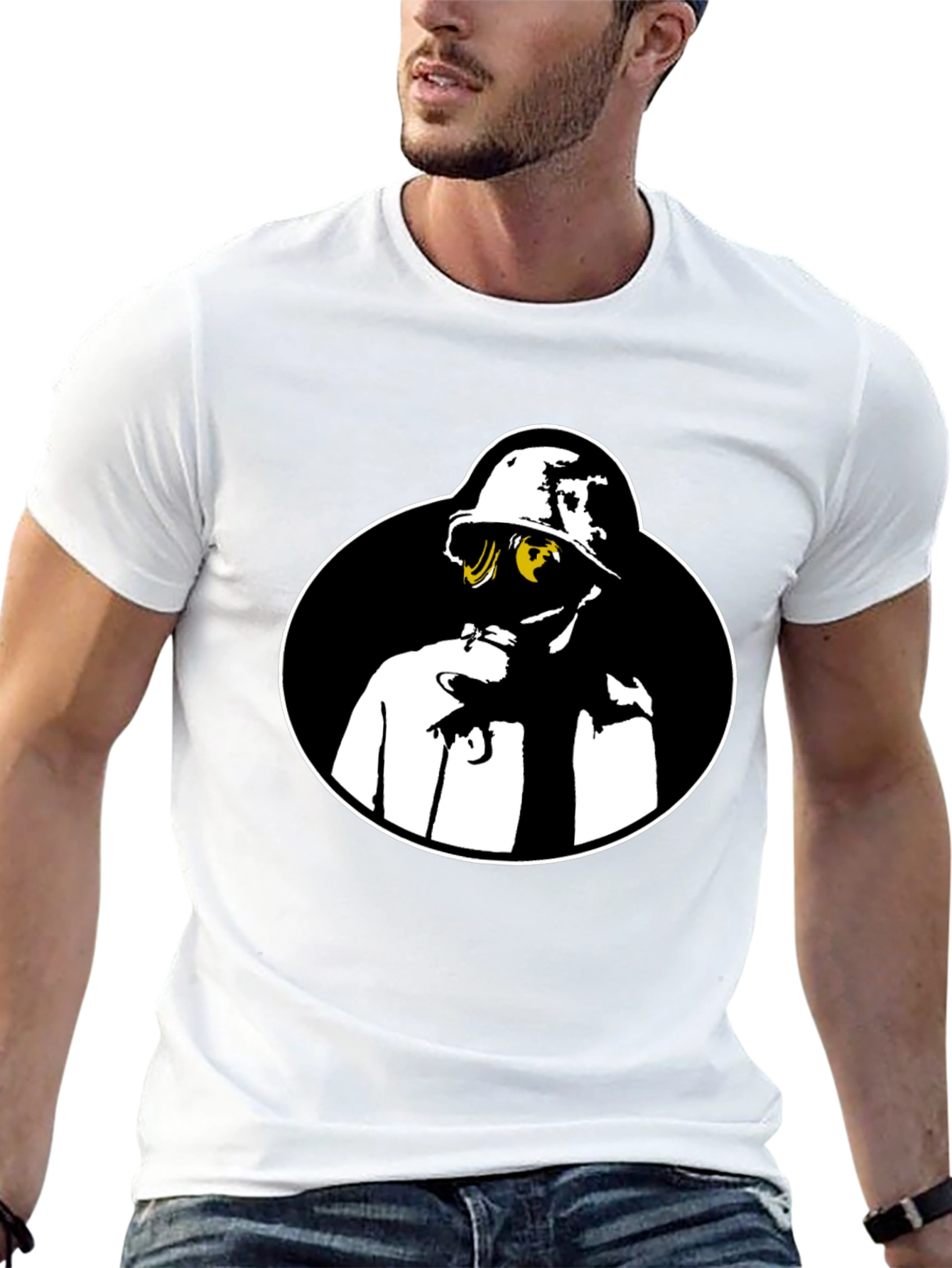 Gas Mask Graphic Tee - Black Crew Neck Shirt