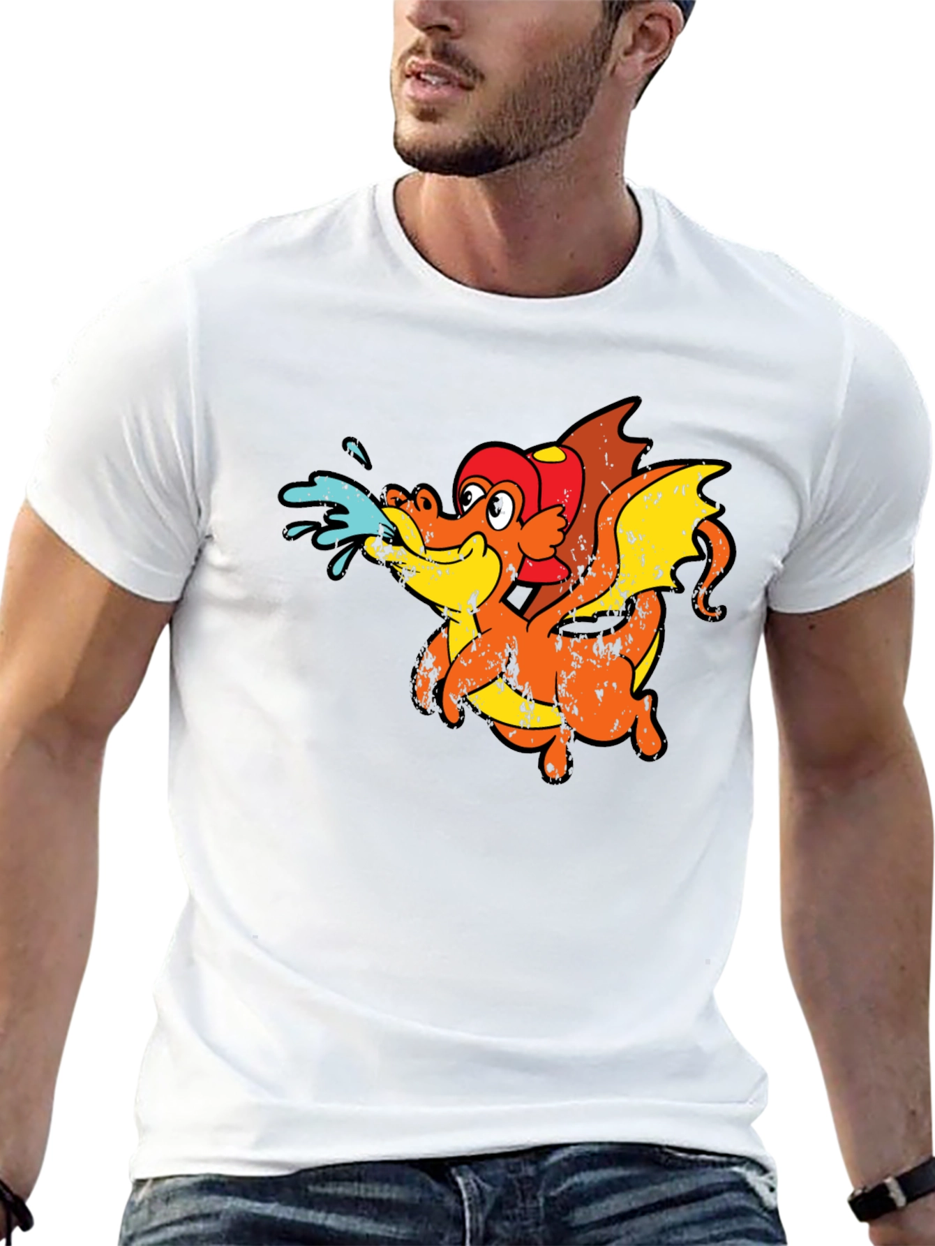 Dragon Firefighter Cartoon T-Shirt