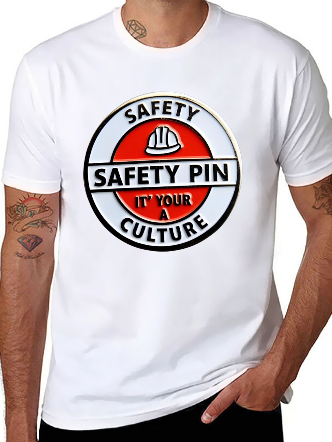 Safety Pin Culture Graphic Tee - Black