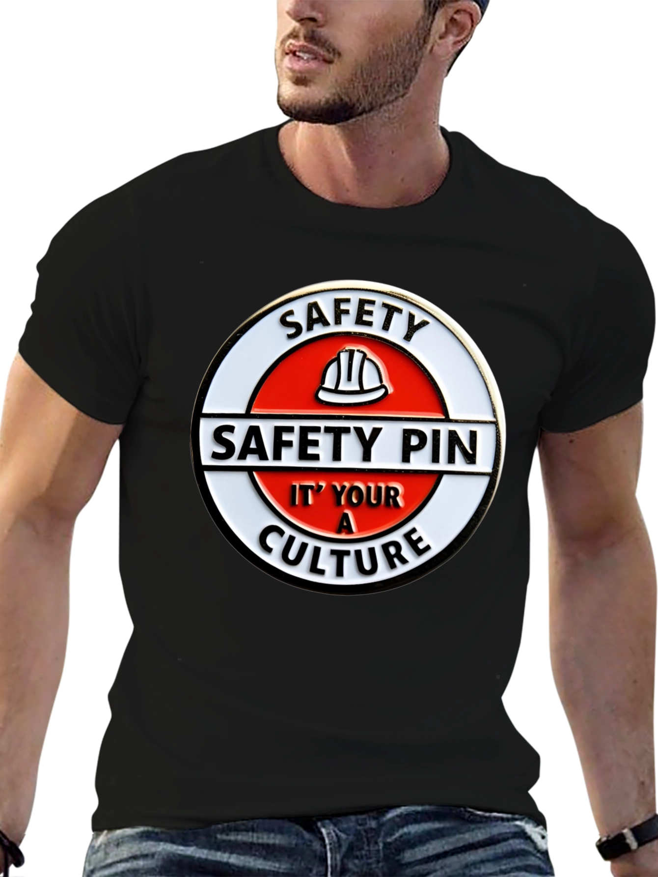 Safety Pin Culture Graphic Tee - Black