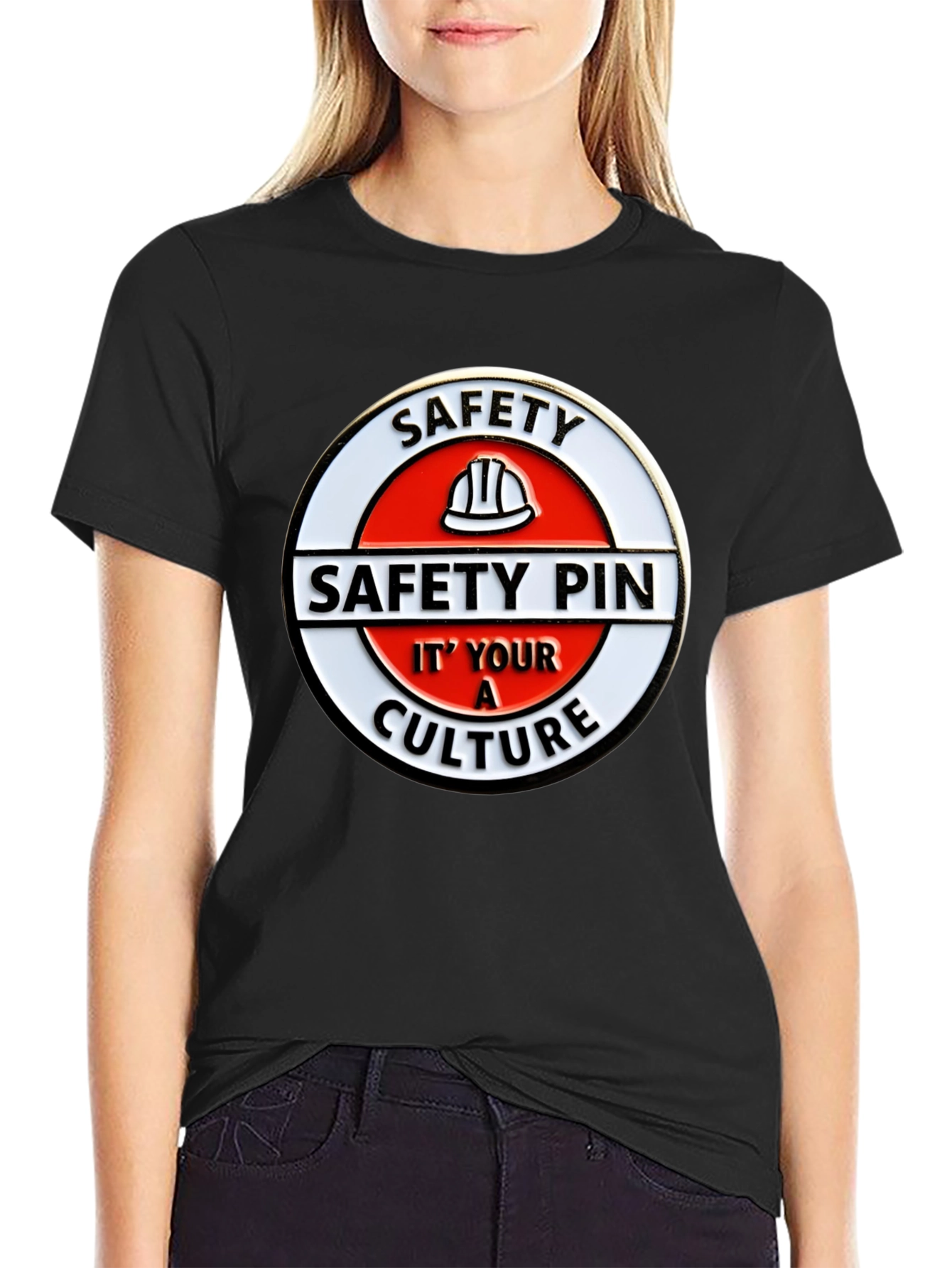 Safety Pin Culture Graphic Tee - Black